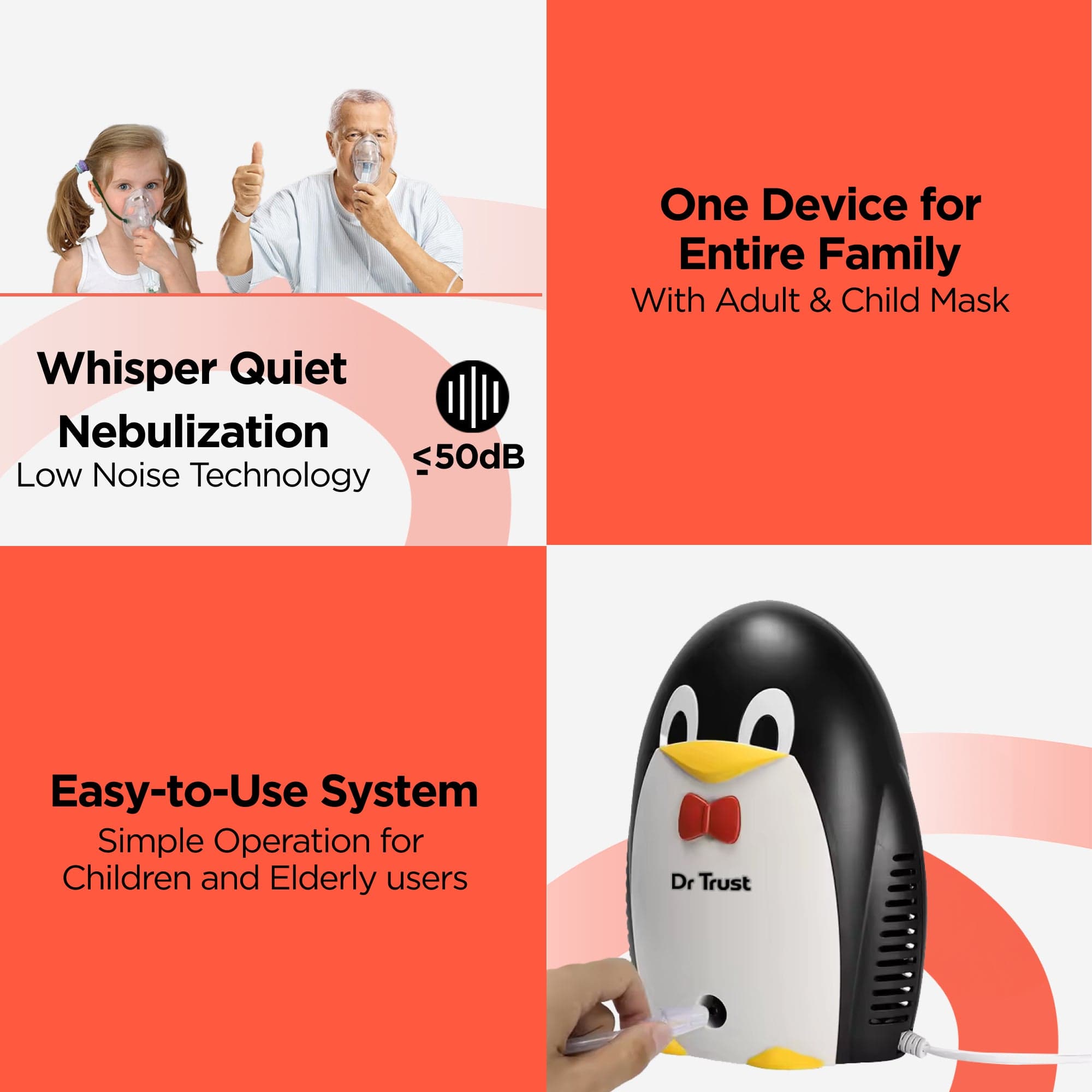 Dr Trust USA Junior Compressor Child-Friendly Nebulizer 403 - Portable Asthma & Allergy Relief for Kids - Perfect for Home, Travel & Emergency Use