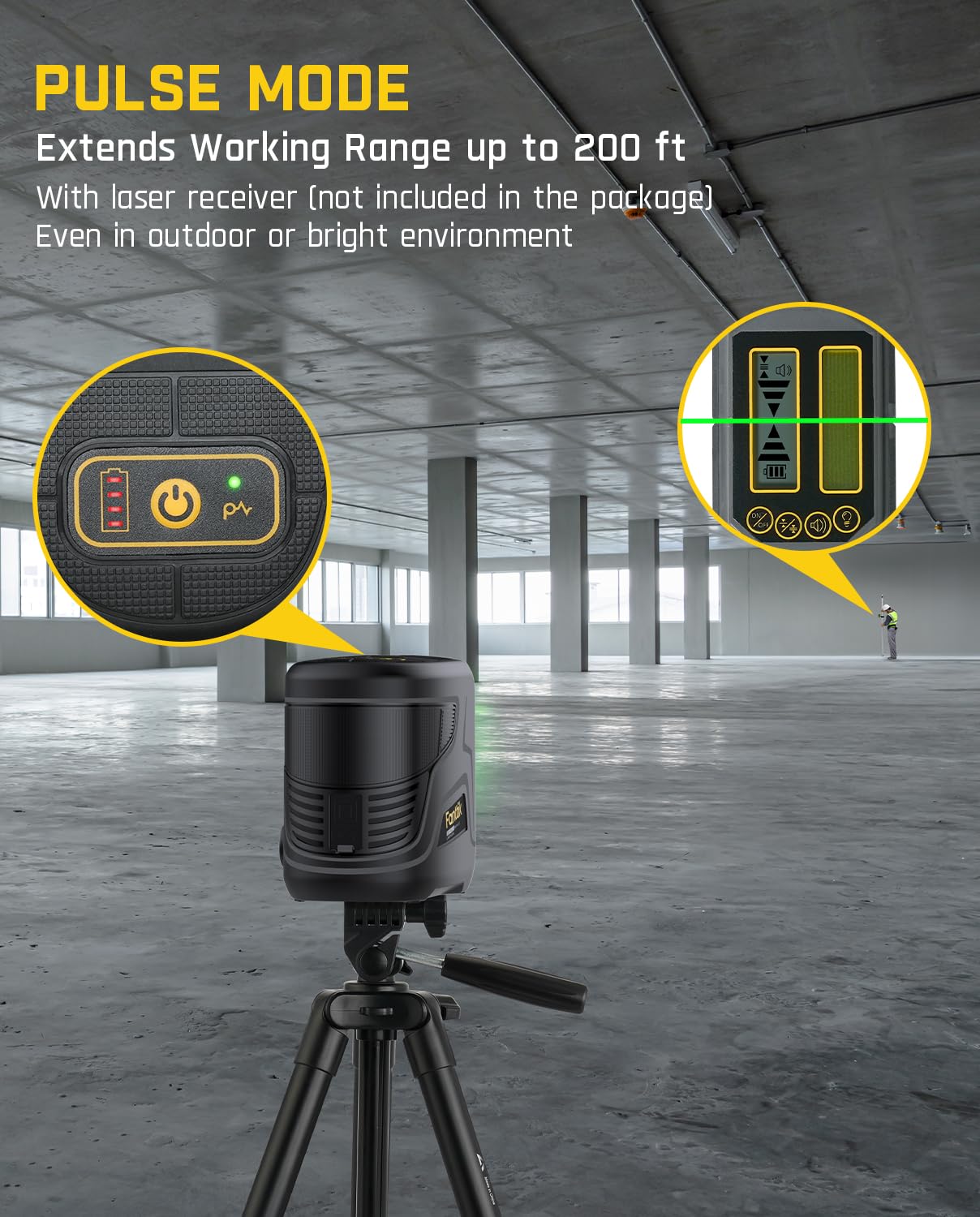Fanttik D2 PLUS Laser Level - 100ft Green Cross Line, 130° Vertical Beam, Self-Leveling, 2600mAh USB-C Rechargeable, Pulse Mode, 360° Magnetic Base - Perfect for Construction, Renovation & DIY Projects