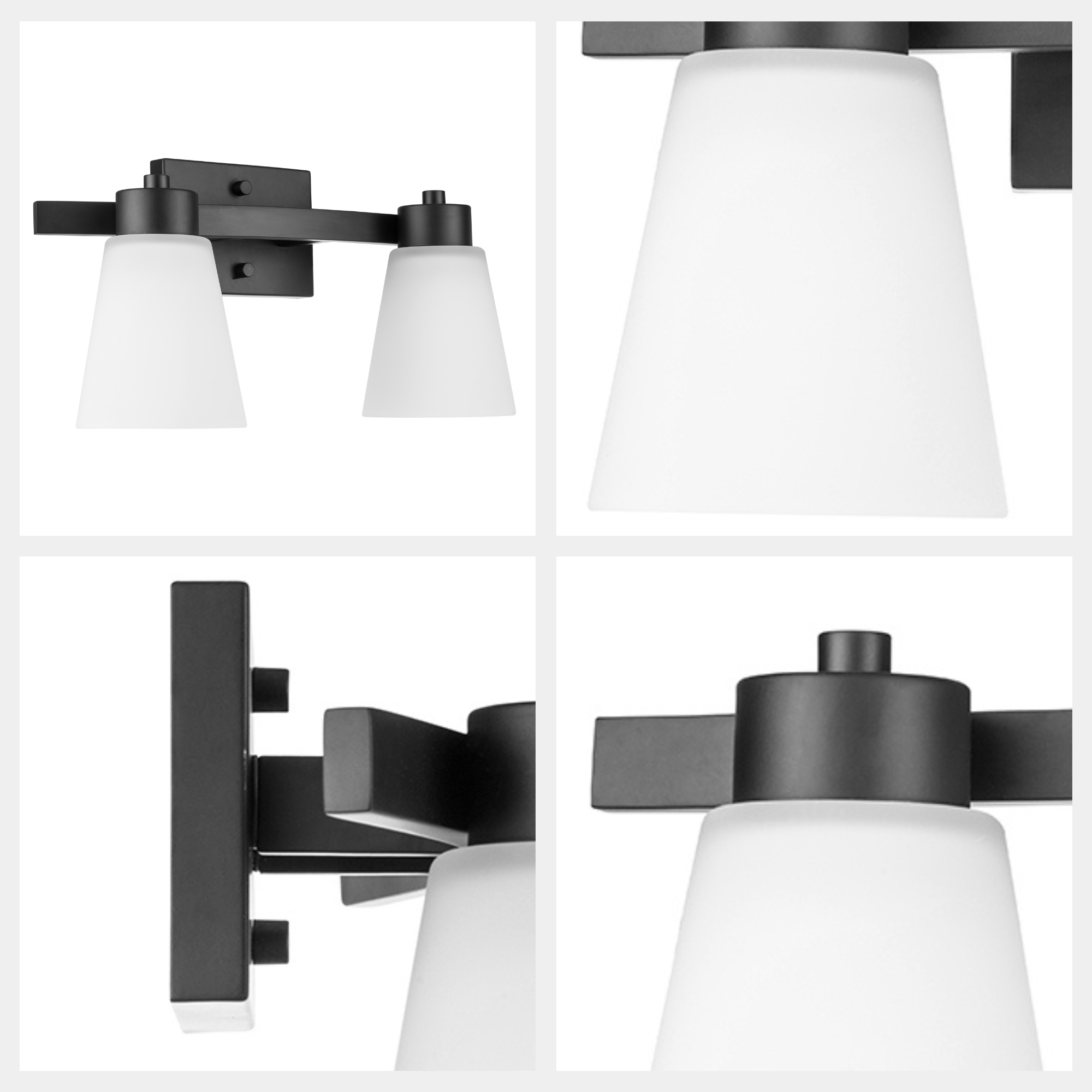 Fairendale 2-Light Vanity Light with Frosted Glass Shade in Matte Black - Perfect for Bathroom, Bedroom, and Dressing Room Lighting