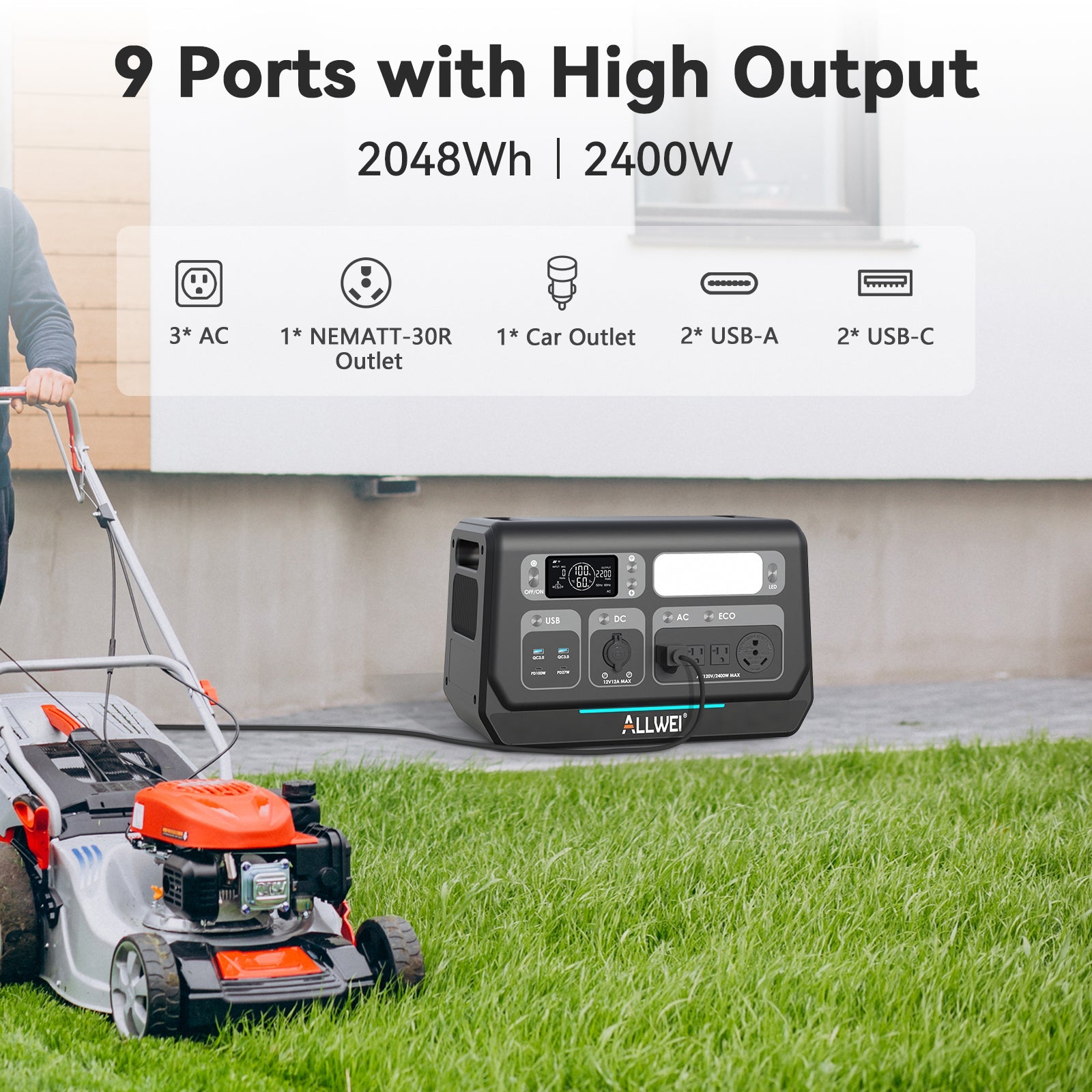ALLWEI PPS2400+3* B200 PRO | 8kWh Home Battery Backup Power System for Solar Energy Storage & Emergency Power Outage Protection