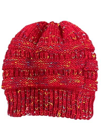 Sierra Socks Women's Ribbed Ponytail Beanie - Cozy Winter Hat with Striped Cuff for Girls & Women - Perfect for Cold Weather, Outdoor Activities & Fashion Accessories