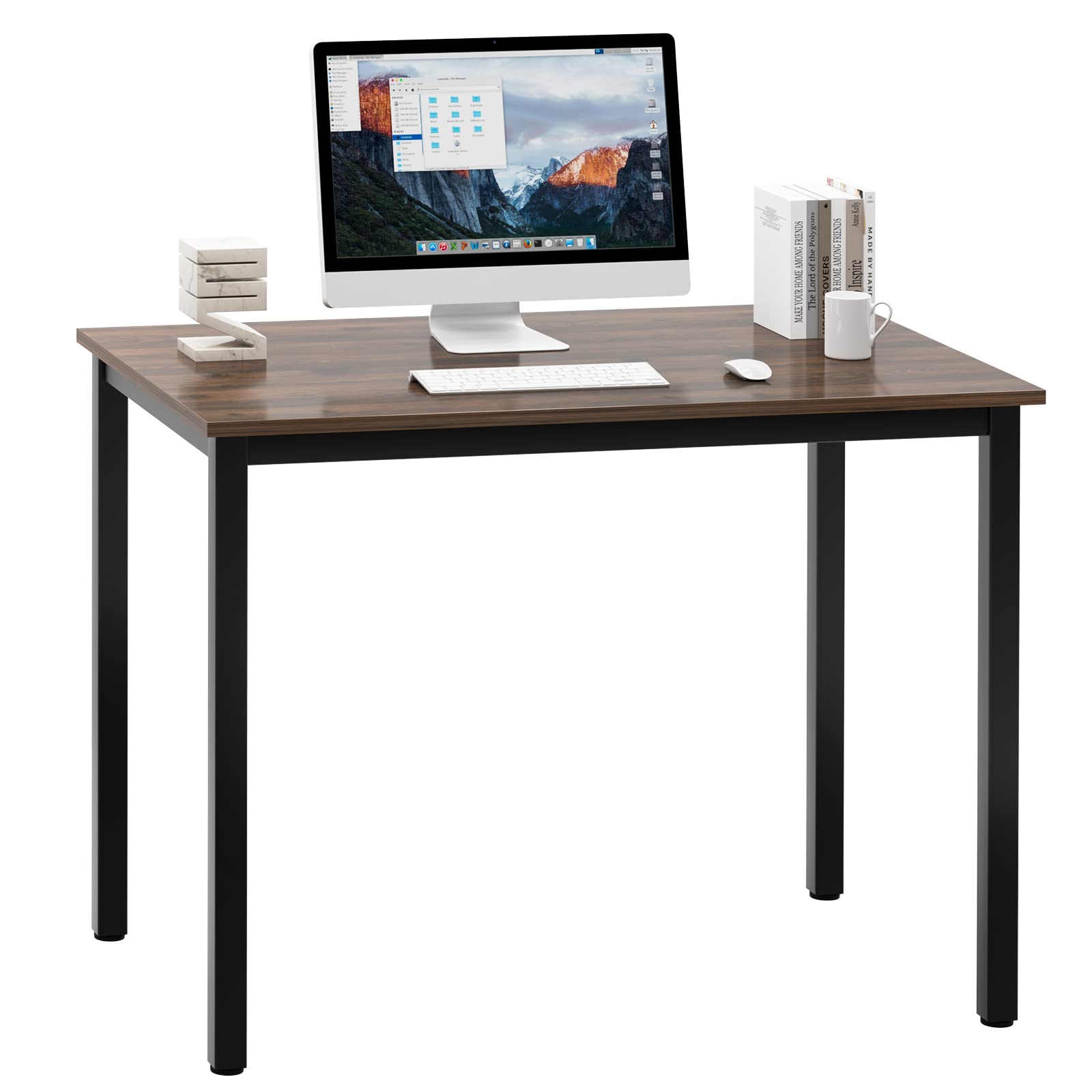 DLandHome 39 Inch Compact Computer Desk - Home Office Writing Desk with Sturdy Wooden Frame, Space-Saving Study Table for Small Rooms, Student Laptop Workstation (39