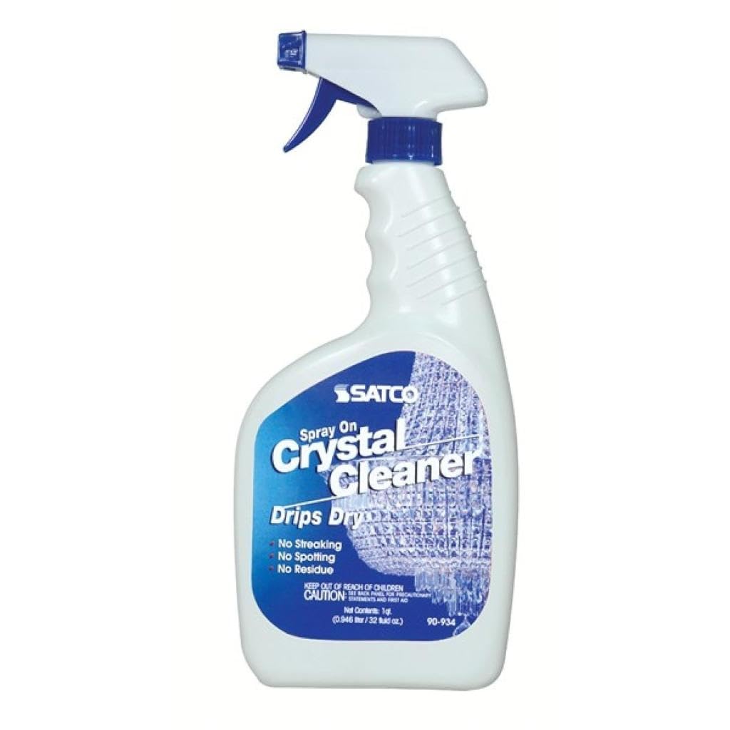Satco 90934 32oz Crystal Chandelier Cleaner Spray - Quick & Effective Cleaning Solution for Antique & Modern Chandeliers - Perfect for Home, Wedding Venues & Luxury Lighting Maintenance