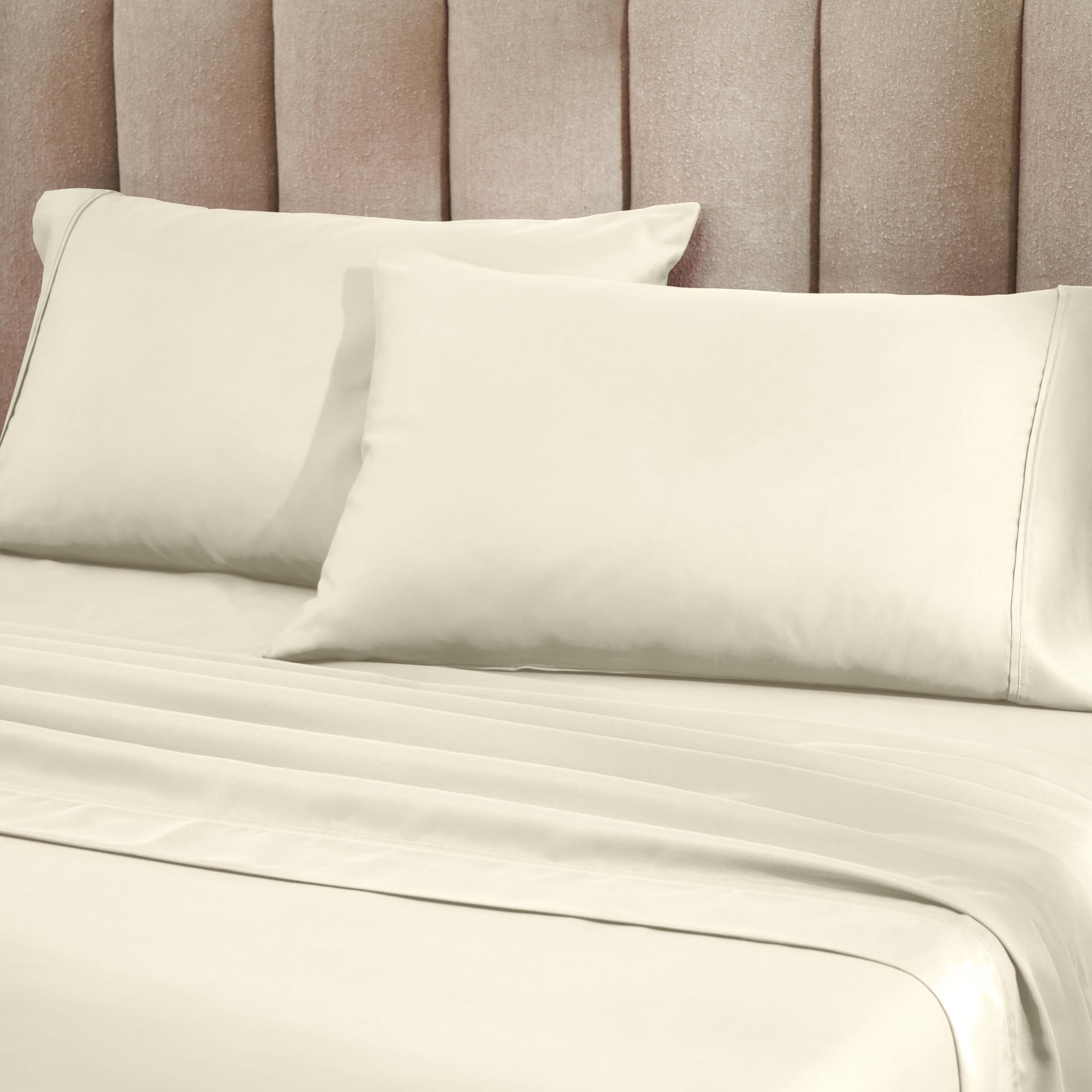 Premium Cotton-Blend 2-Piece Solid Pillowcase Set - Standard Size (20x26 inches), Ivory White | Soft Bedding for Home, Hotel & Guest Room Decor