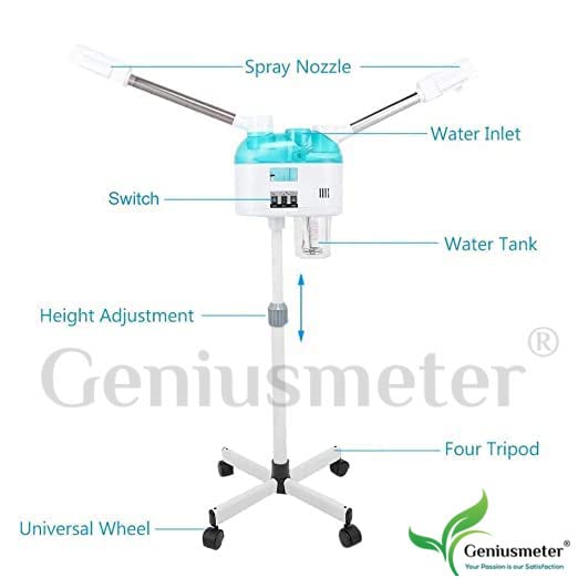 Geniusmeter® 2-in-1 Nano Facial Steamer with Hot & Cold Spray - Adjustable Double Tube for Hydrating Skin Care - Perfect for Salon, Spa & Home Beauty Treatments