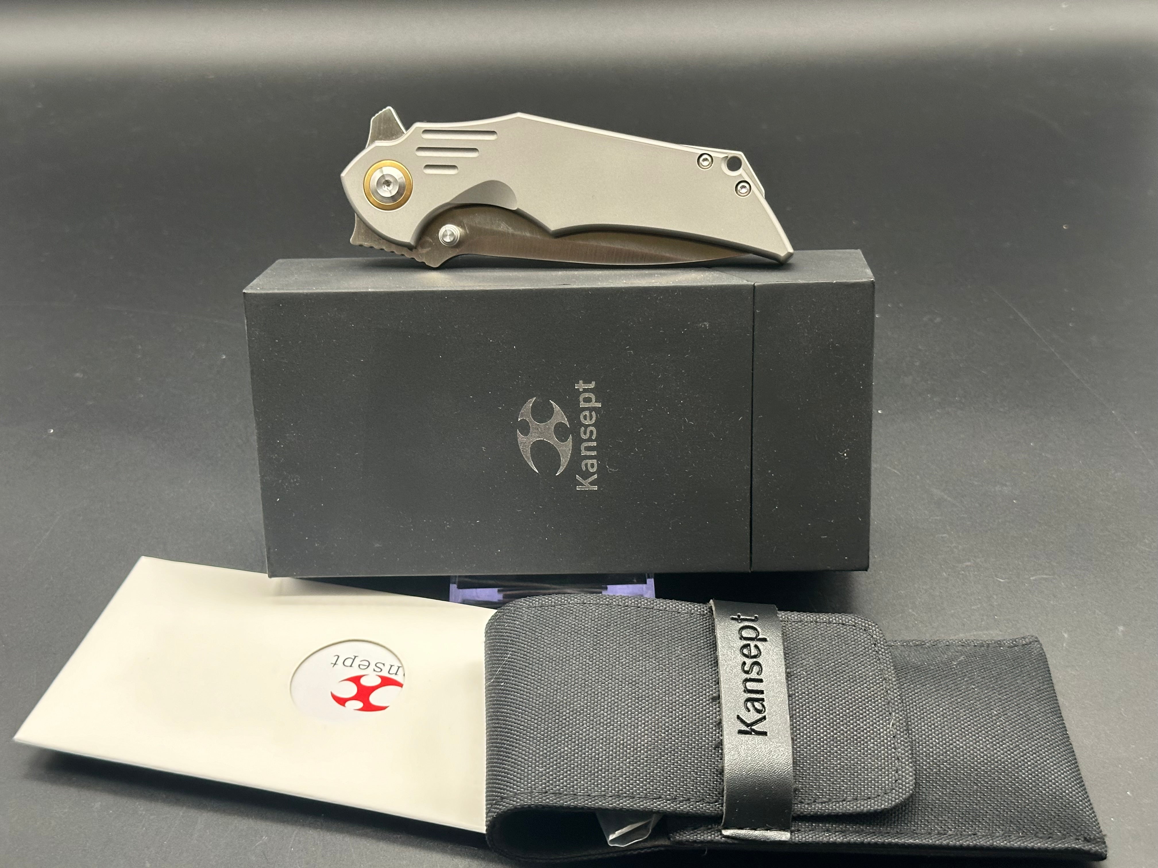 Kansept & Jelly Jerry Delta Silver Titanium Frame Knife - Premium EDC Folding Pocket Knife for Outdoor Camping, Hiking & Everyday Carry