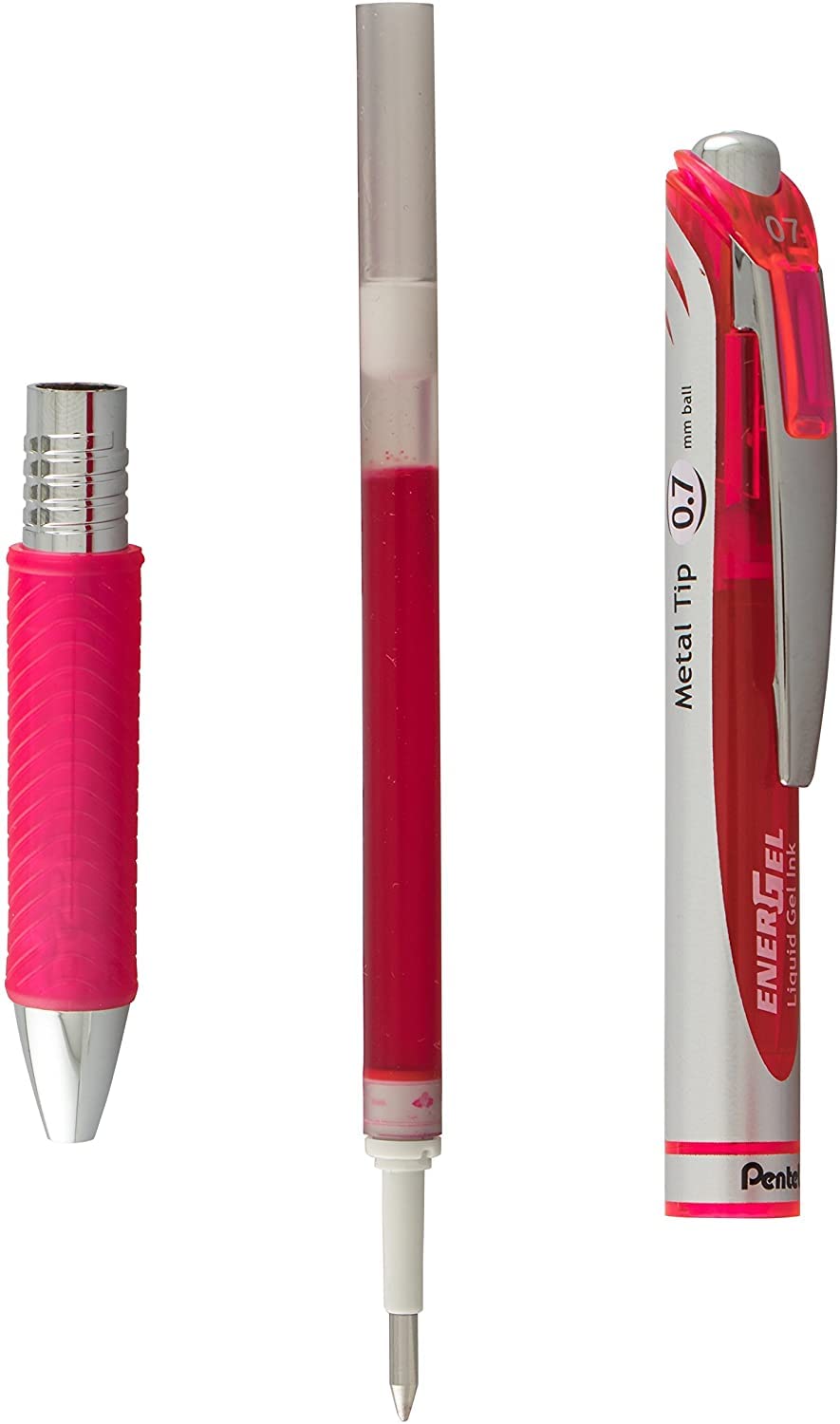 Pentel Energel 0.7mm Liquid Gel Ink Pens - Smooth Writing Pink Ink - 5 Pack Deluxe RTX Pens with 3 Pink Refills - Perfect for Office, School & Creative Journaling
