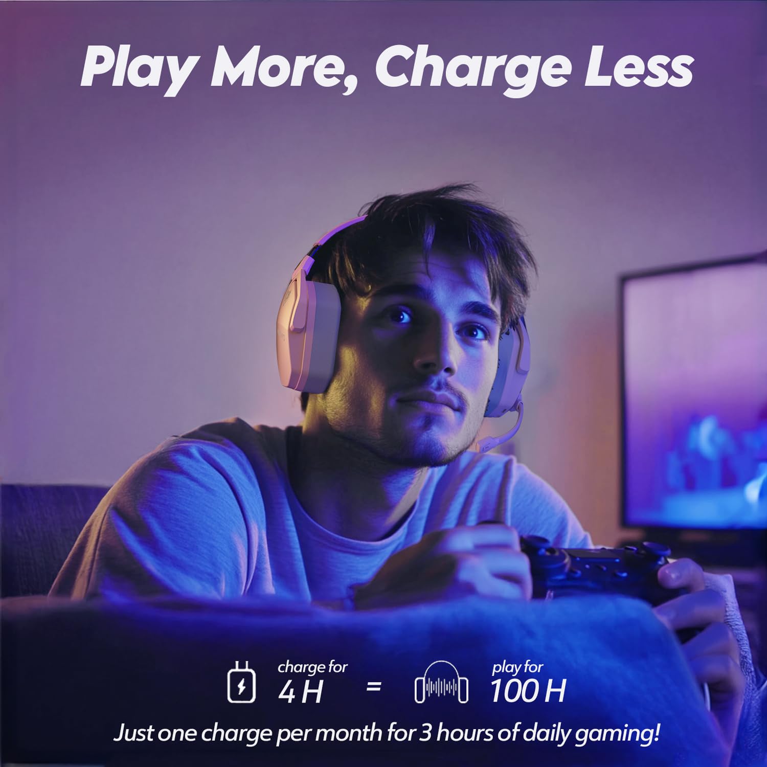 NUBWO G06 Dual Wireless Gaming Headset with Microphone - 2.4GHz & Bluetooth - 100 Hour Battery - 50mm Drivers - Pink | Compatible with PS5, PS4, PC, Mobile & Nintendo Switch | Perfect for Gaming, Streaming & Online Meetings