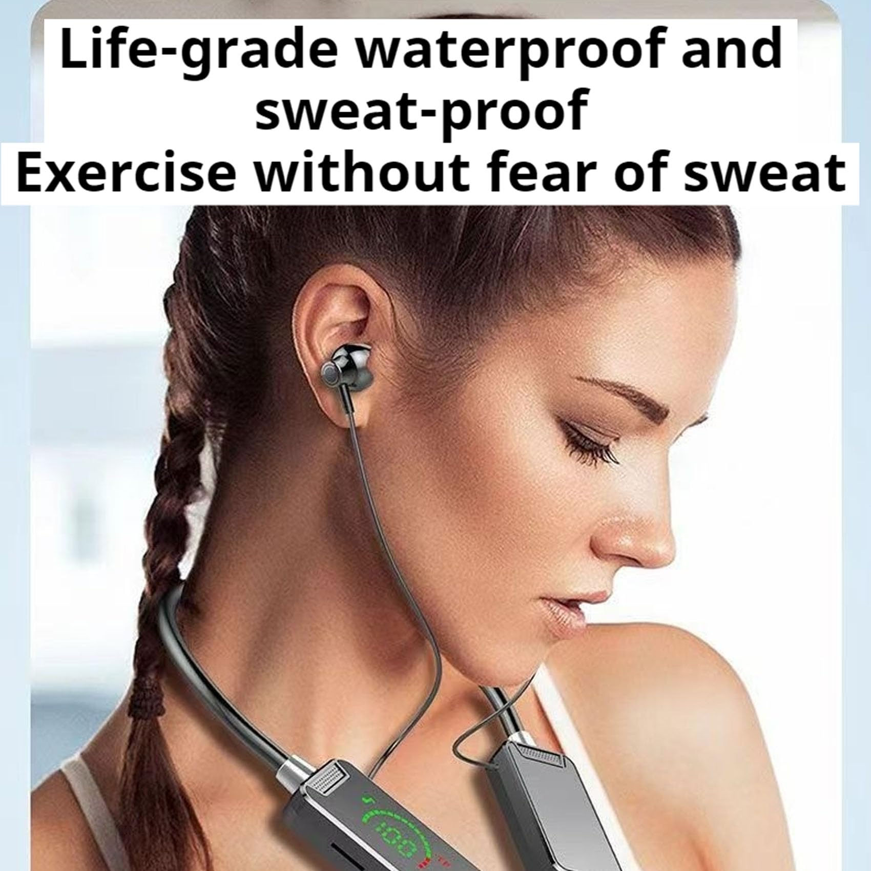 Ldawu Wireless Sound Card Live Streaming Earphones - Neckband Bluetooth Headset with Digital Display for Audio Editing & Broadcasting (Black) - Perfect for Podcasting, Gaming & Music Production