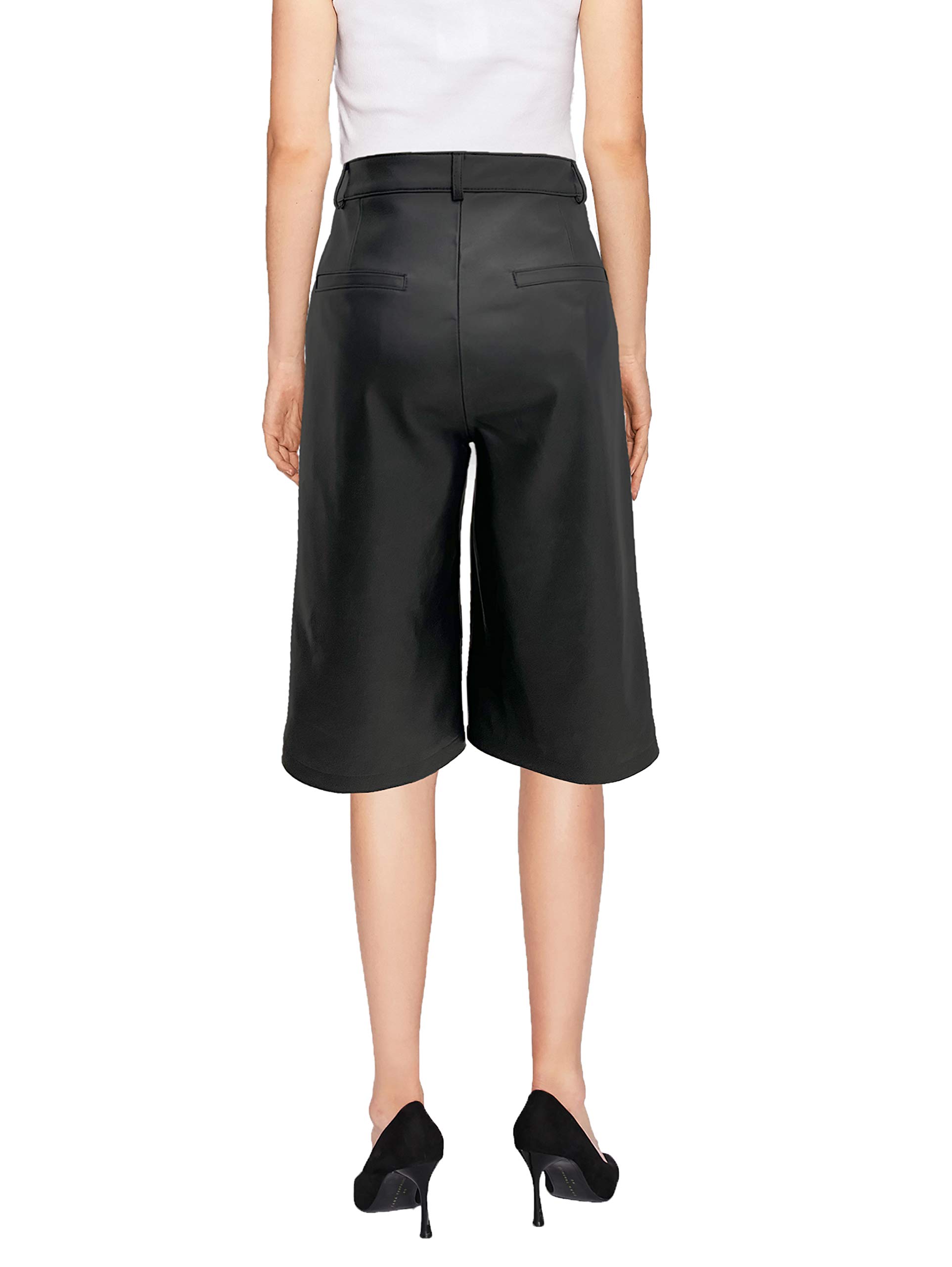Women's High Waisted Leather Shorts - Wide Leg Bermuda Casual Shorts in Black | SmartUniverseWear | Perfect for Summer Outfits, Date Nights & Casual Chic Looks