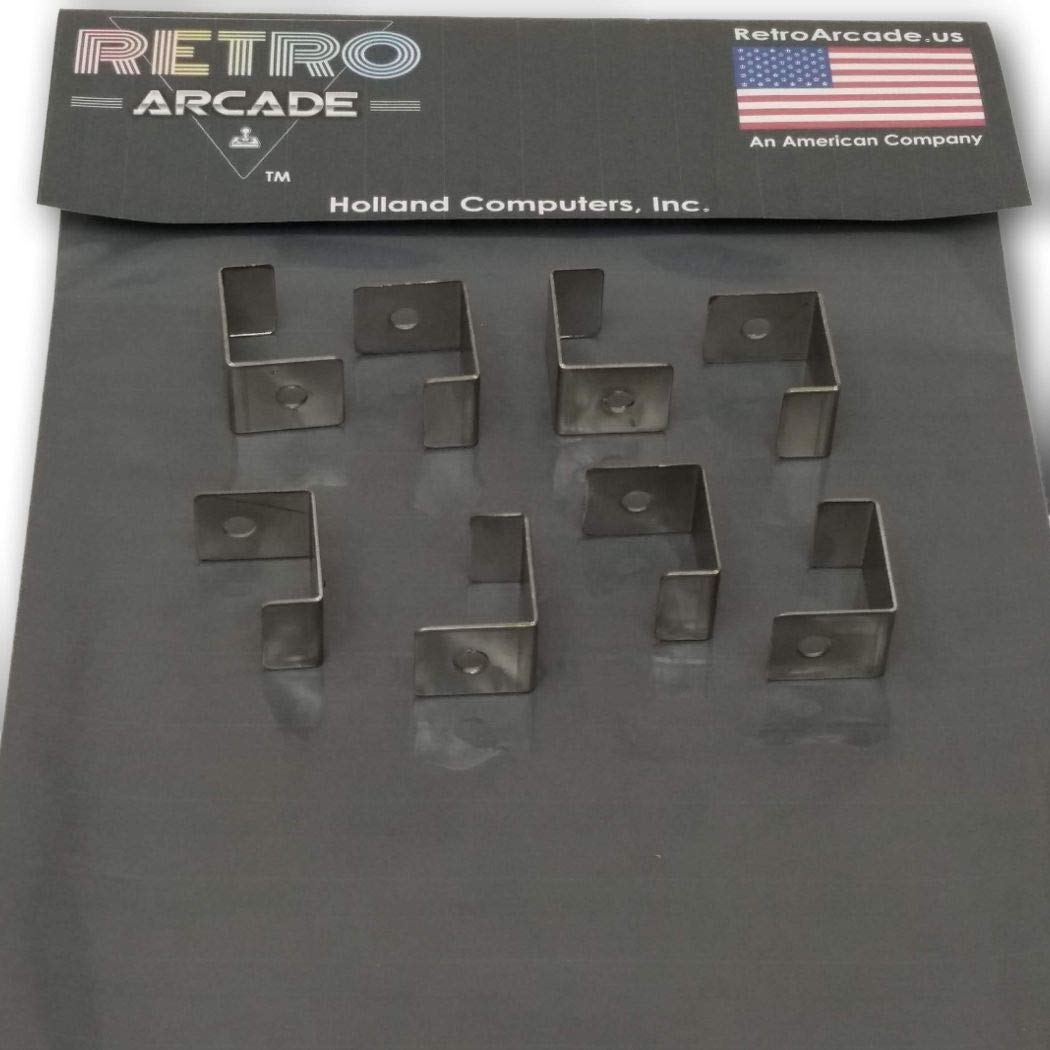 Stainless Steel Glass Clips for Arcade Game & Cocktail Machines - Set of 8 - Secure Glass Panels for Cocktail Cabinets, Bar Gaming Tables & Home Arcade Setups