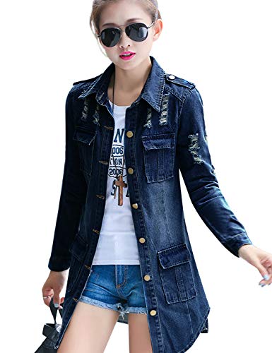 Tanming Women's Distressed Denim Jacket - Long Sleeve Ripped Jean Coat for Casual Wear | Perfect for Street Style, Fall Layering & Everyday Outfits