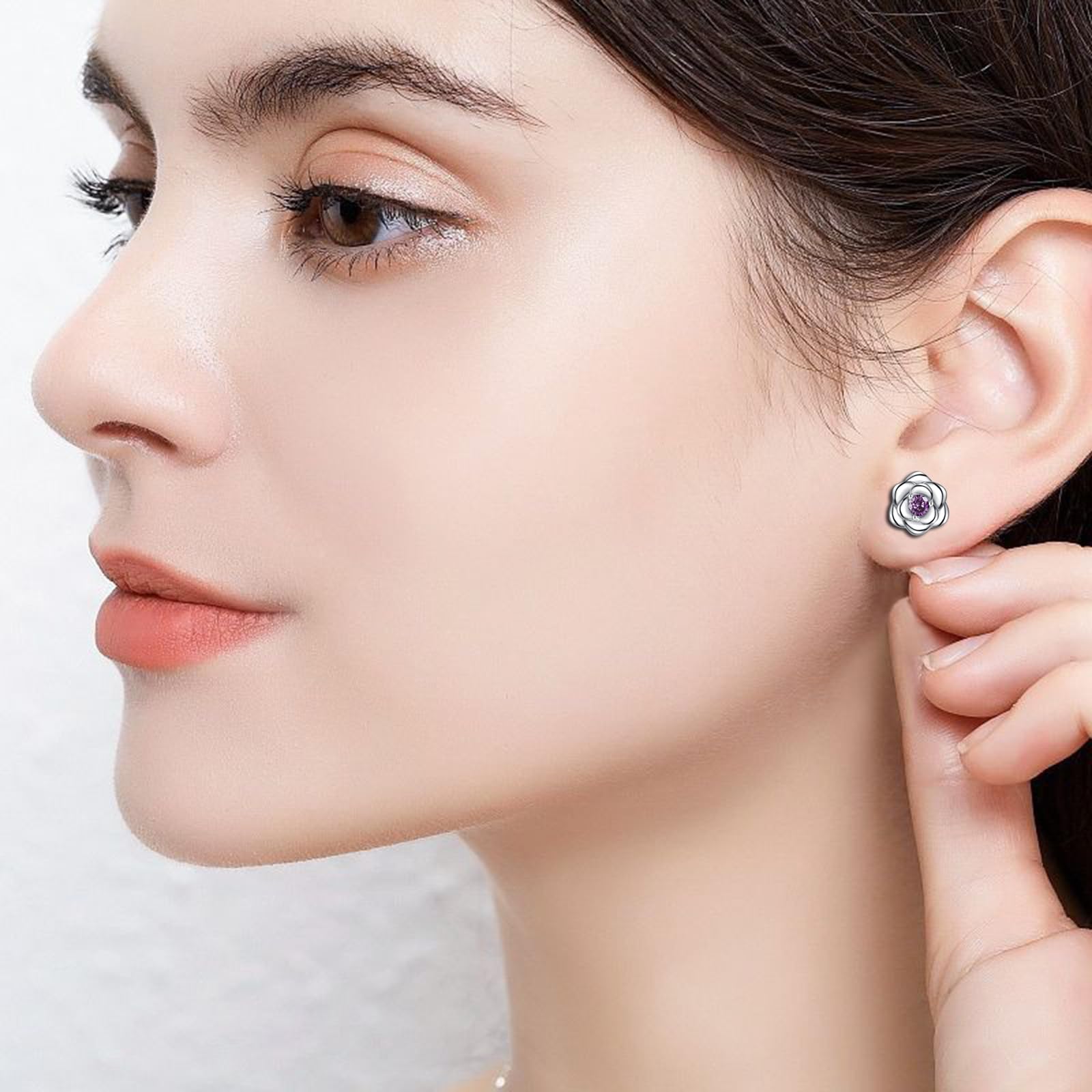 Sterling Silver Stud Earrings for Women - Cubic Zirconia Flower Earrings Hypoallergenic Cartilage Jewelry (Silver/Gold/Rose Gold) | Perfect Gift for Girls, Birthday, Anniversary & Everyday Wear