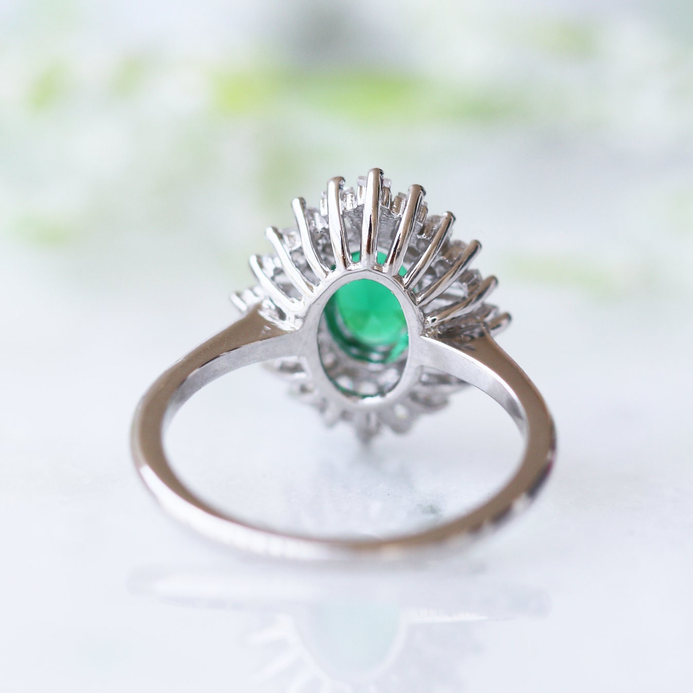 Victoria Emerald Ring Sterling Silver - Elegant Green Gemstone Jewelry for Women, Perfect for Engagement, Wedding & Special Occasions