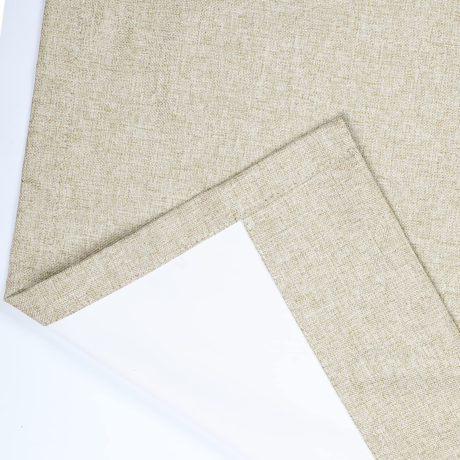 TWOPAGES Blackout Linen Blend Pinch Pleated Curtains - Thermal Insulated Window Treatment Panels for Dining Room & Living Room (2 Panels, Flax, 26
