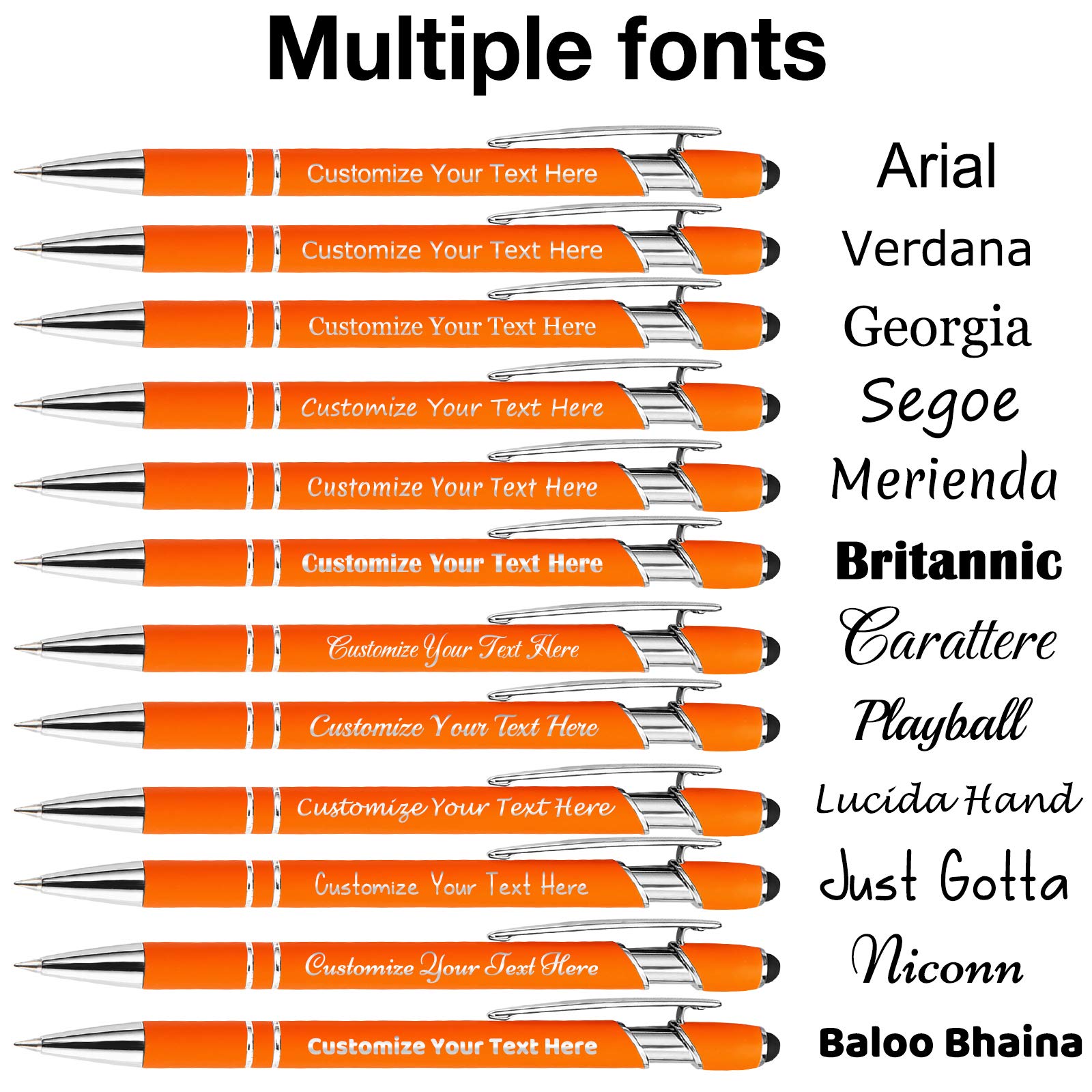 Custom Engraved Ballpoint Pens Bulk 100 Pack with Stylus Tip - Personalized Name/Message Office Pens - Ideal Gifts for Men & Women (Birthday, Graduation) - Medium Point Black Ink - Perfect for Corporate Events, Promotions & Everyday Office Use