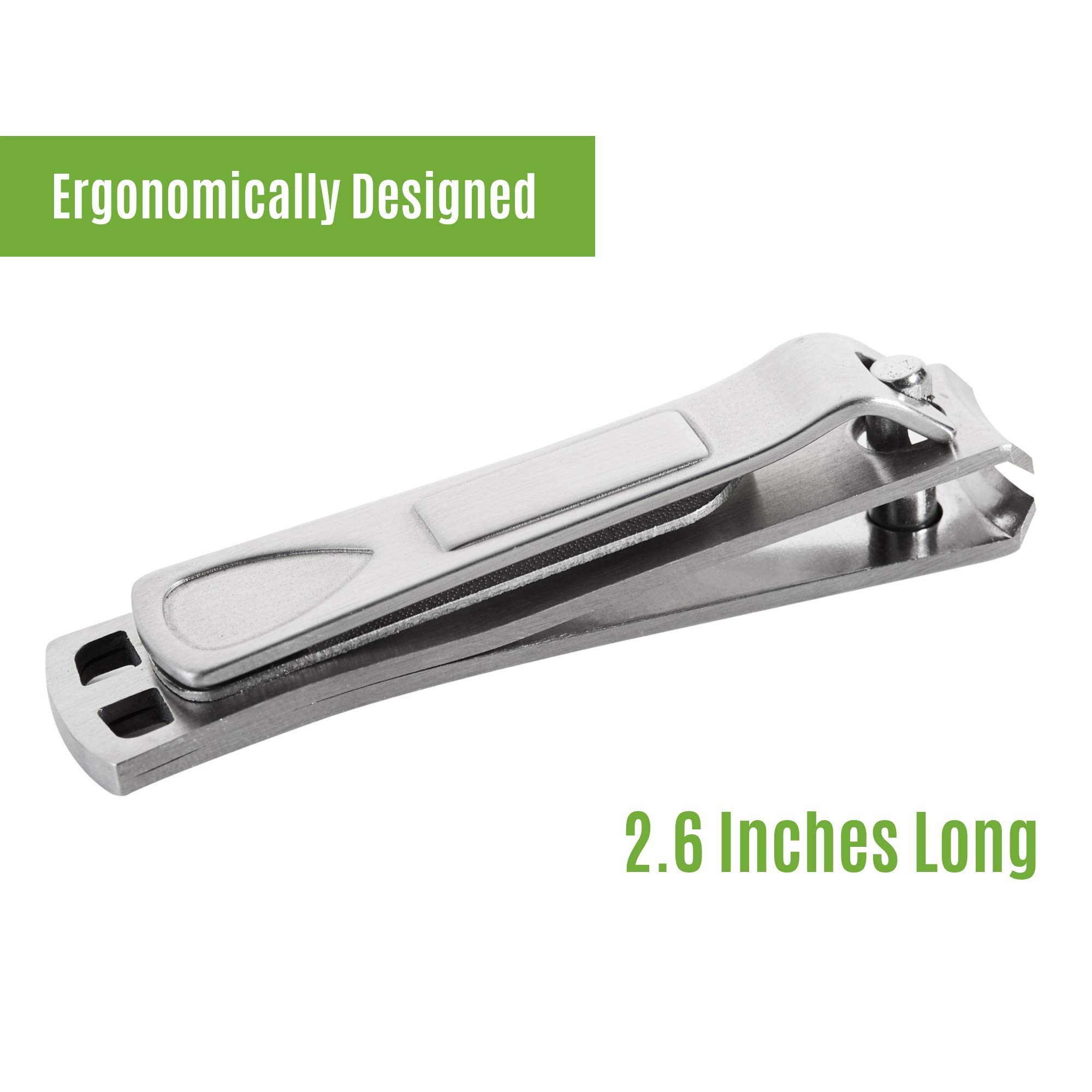 Professional Stainless Steel Nail Clippers Set with Swing-Out Nail Cleaner & Nail File - Sharp Fingernail & Toenail Clippers with Ergonomic Wide Press Lever - Perfect for Home, Travel & Salon Manicure/Pedicure Kits
