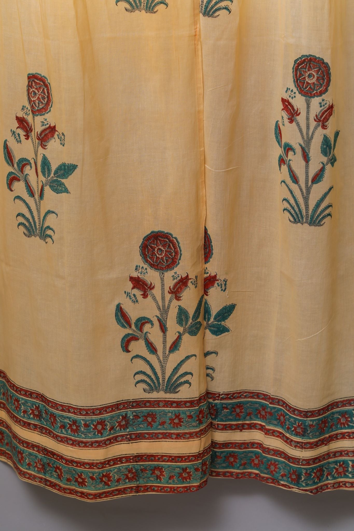 Handblock Printed Cotton Door Curtain - Calendula Red by SootiSyahi | Eco-Friendly Home Decor for Living Room, Bedroom & Entryway
