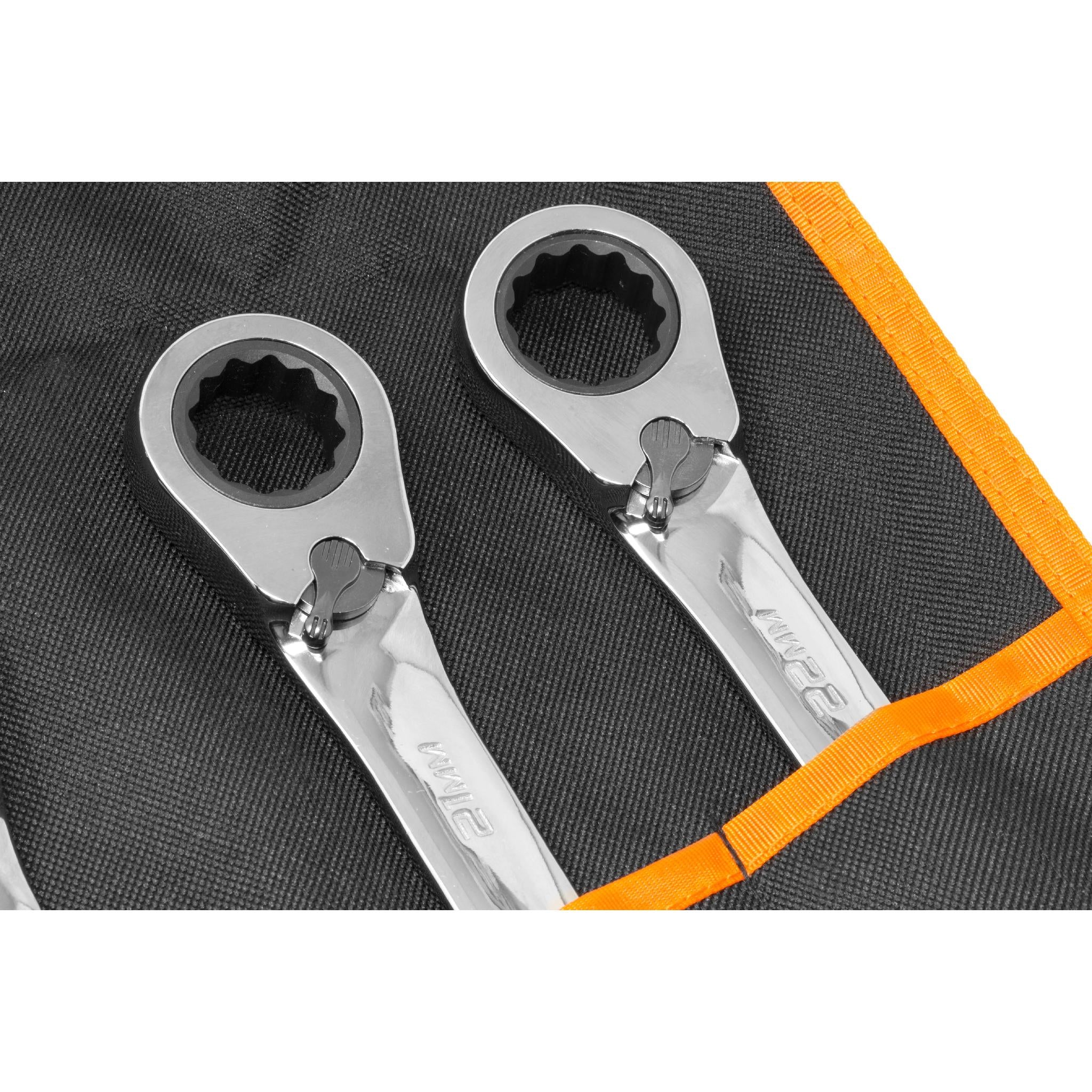 WEN WR162 16-Piece Professional Reversible Ratcheting Metric Combination Wrench Set with Storage Pouch - Perfect for Automotive Repair, Machinery Maintenance & DIY Projects