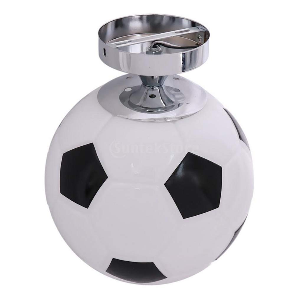 WUIO Soccer Ball Ceiling Light - LED Football Themed Kids Room Lighting, Glass LED Ceiling Lamp for Children's Bedroom, Playroom, or Sports Bar Decor (Blue & White)