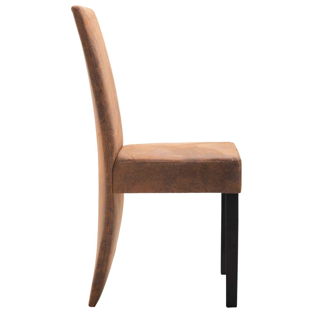 Modern High Back Dining Chairs Set of 4 - Brown Faux Suede Leather Upholstered Kitchen & Dining Room Chairs - Comfortable Living Room & Bedroom Side Chairs for Home Decor & Entertaining