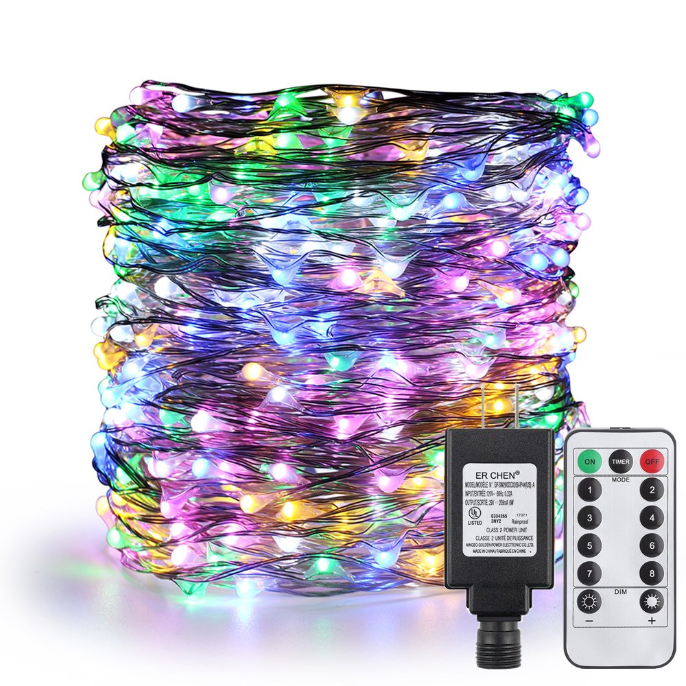 Dimmable LED String Lights 170Ft 500LEDs with Remote Control - Silver Coated Copper Wire Fairy Lights with 8 Lighting Modes & Timer - Perfect for Bedroom, Living Room, Garden, Wedding, Party Decor - Multicolor