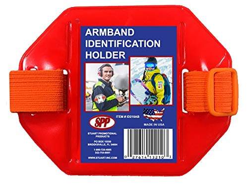 50 Pack Fluorescent Orange Armband Badge Holders with Adjustable Buckle - Fits 2 3/4