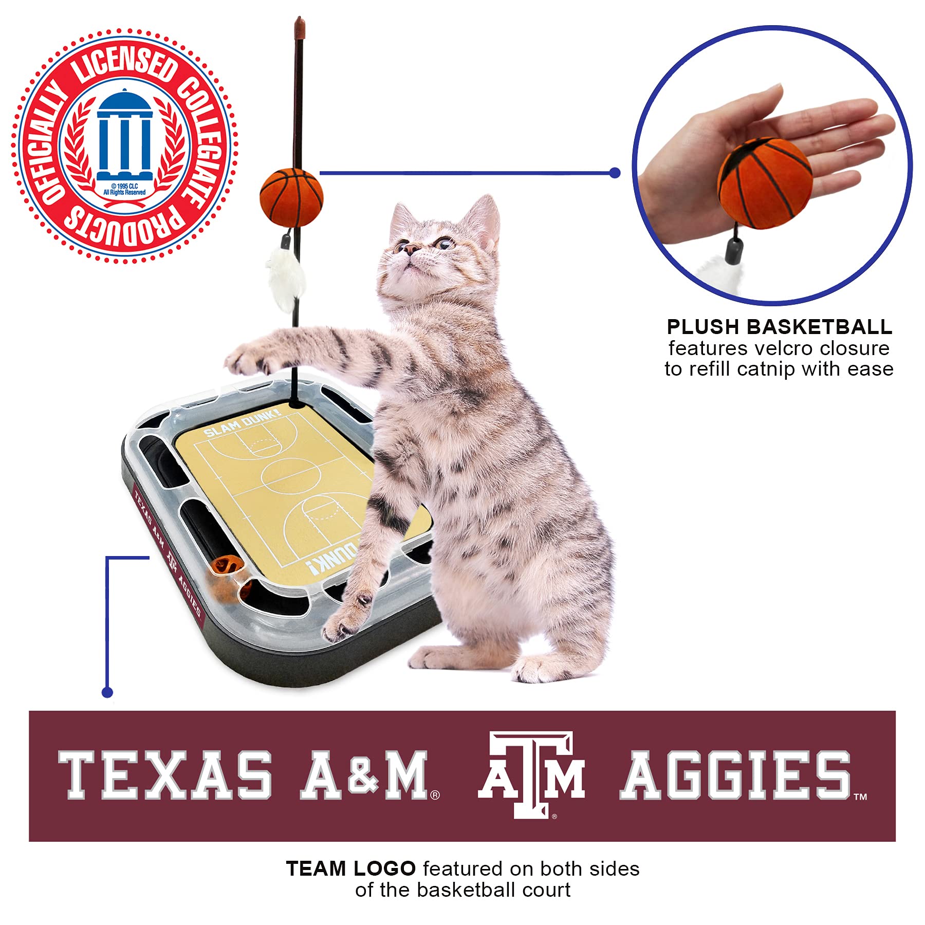 Reversible Cat Scratcher with Basketball Toy - 6-in-1 Interactive Cat Wand for Play & Exercise