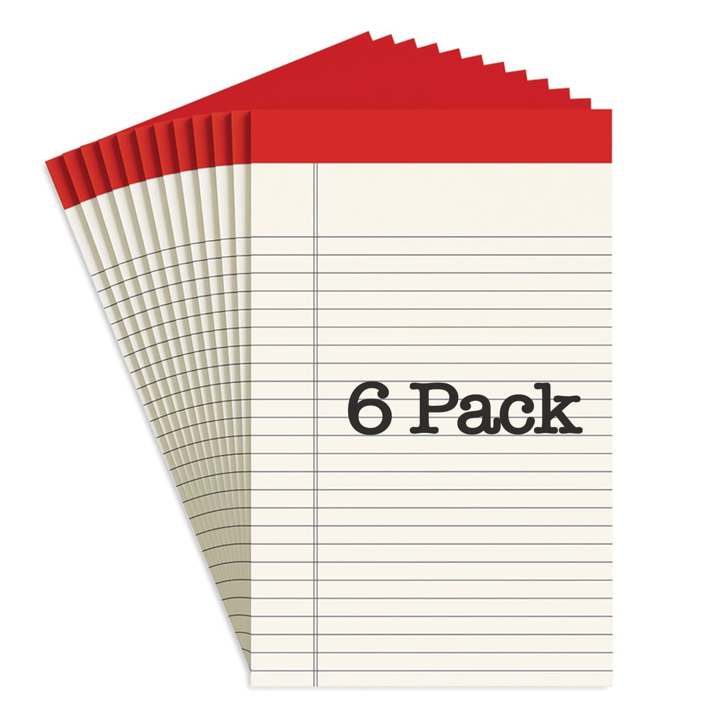 Manaloom Jr. Legal Pad Writing Pads - 5 x 8 Inch Narrow Ruled Colored Notepads, Perforated Lined Notebooks - 50 Sheets per Pad, 6 Pack (Ivory) - Perfect for Office, School & Home Note Taking