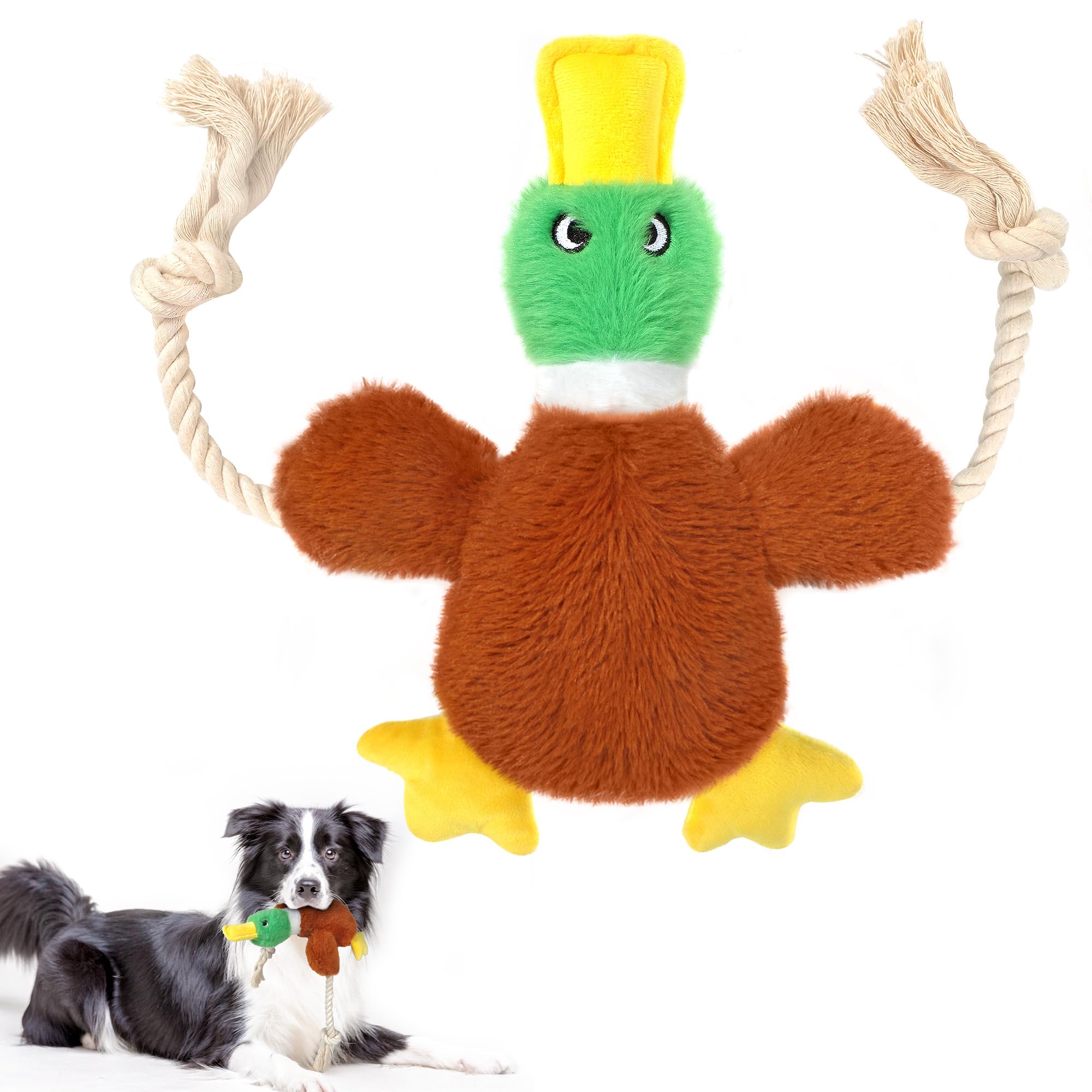 Durable Dog Toys for Aggressive Chewers - Tough Chew-Proof Rope & Plush Duck Toy for Small, Medium & Large Dogs - Interactive Squeaky Toys to Keep Pets Busy & Entertained - Perfect for Playtime, Training & Anxiety Relief
