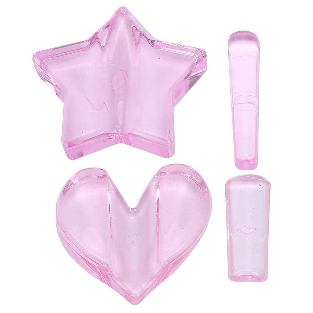 COSYOO 2-Piece Acrylic Nail Art Kit - Mini Metal Bending Tools with Embossed Heart Mold for DIY Nail Design (Transparent & Pink) - Perfect for Professional & Home Manicures, Nail Salon Supplies, Gift for Women & Girls