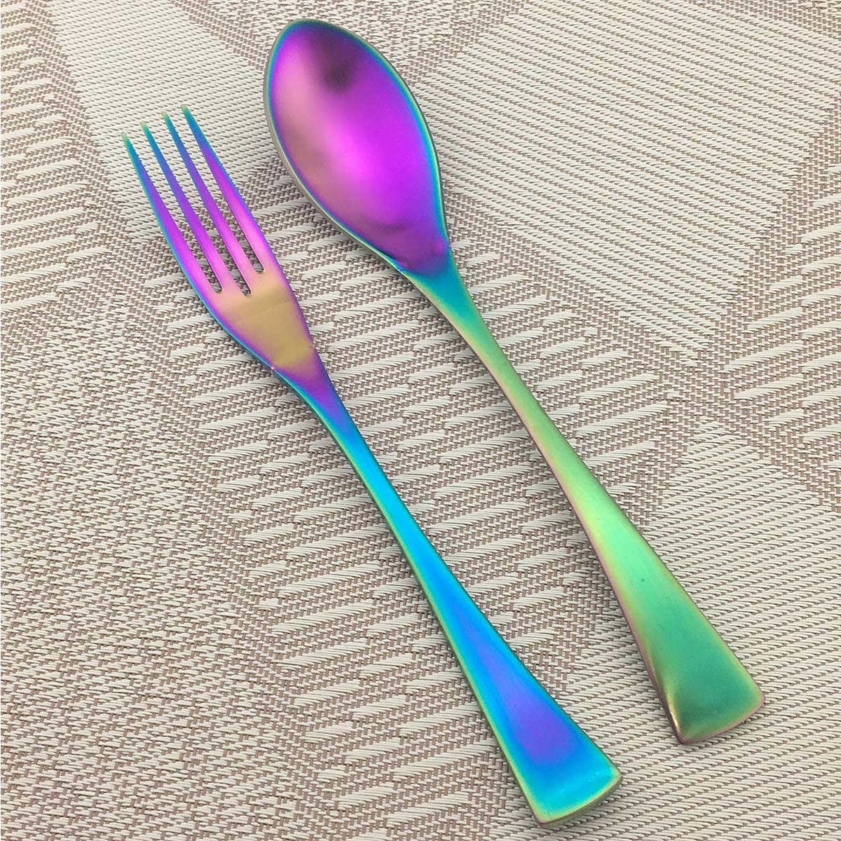 24-Piece Rainbow Silverware Set - Stainless Steel Flatware Service for 4, Elegant Matte Finish Cutlery Set with Knives, Forks & Spoons - Dishwasher Safe for Home, Restaurant & Party Dining