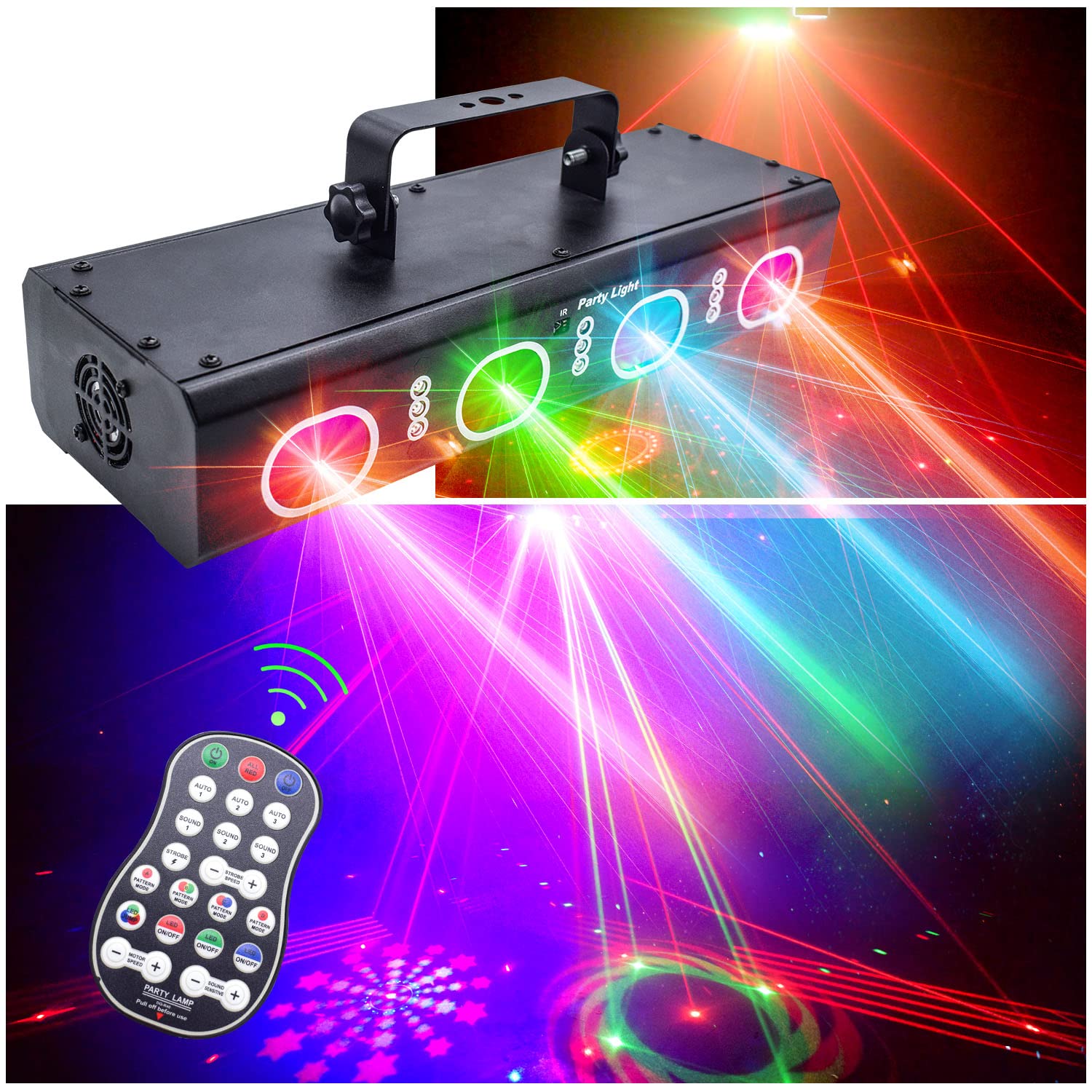 3D Sound-Activated DJ Disco Party Lights - Laser Flash Stage Projector for Christmas, Halloween, Birthday Decorations | Perfect for Home Shows, Clubs, KTV Bars & Karaoke Dance Parties
