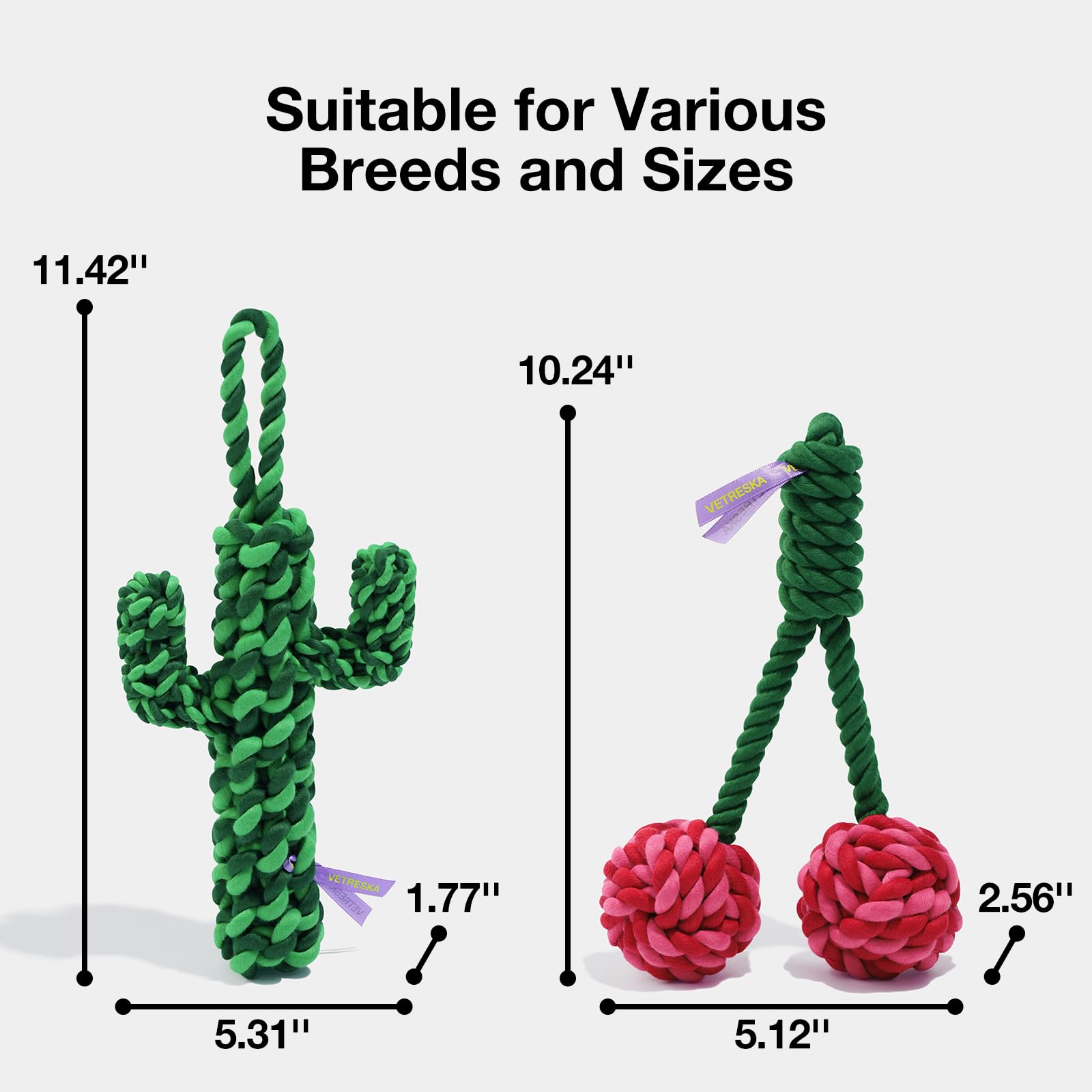 Durable Dog Rope Toys for Large Breed - Heavy Duty Tug of War Chew Toy with Ergonomic Grip | Puppy Training, Teething Relief & Interactive Play | Perfect Christmas Holiday Gift for Dogs (Cactus Design) - Great for Outdoor Play, Indoor Training & Bonding Activities