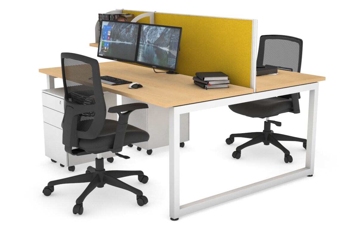 Quadro Loop Legs 2 Person Office Workstation - 1400L x 700W Adjustable Standing Desk for Home & Office - Perfect for Collaborative Workspaces & Shared Home Offices