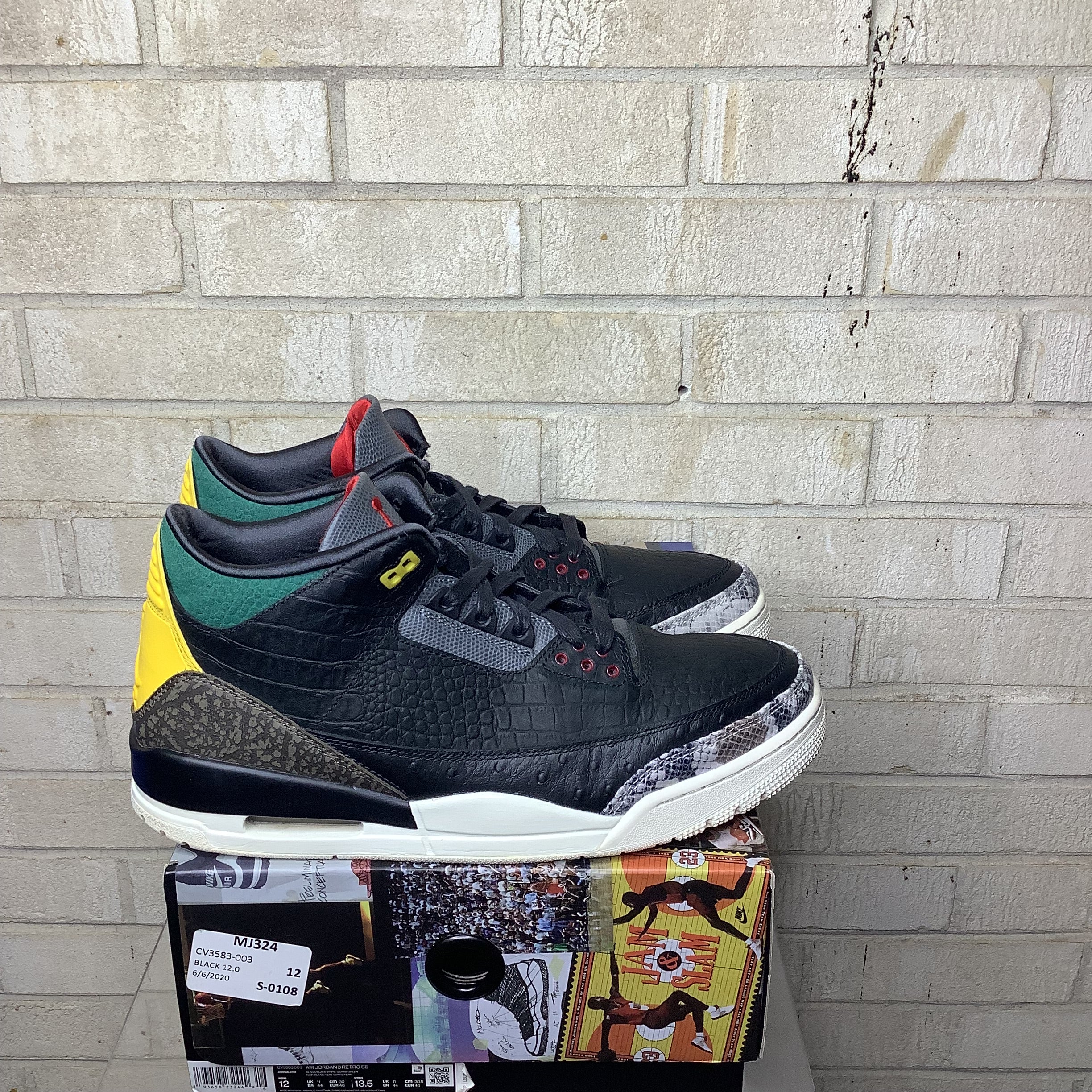 AIR JORDAN 3 ANIMAL INSTINCT 2.0 Men's Basketball Shoes Size 12 - CV3583-003 Black/Grey for Streetwear & Sneaker Collection