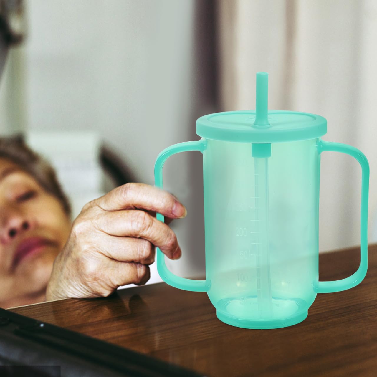 Adult Sippy Cup with Straw - 350ml No Spill Drinking Cup for Elderly, Convalescent & Maternity - Leak-Proof Travel Mug for Water, Juice, Tea, Soup & Porridge - Perfect for Bedside, Hospital & Home Care Use