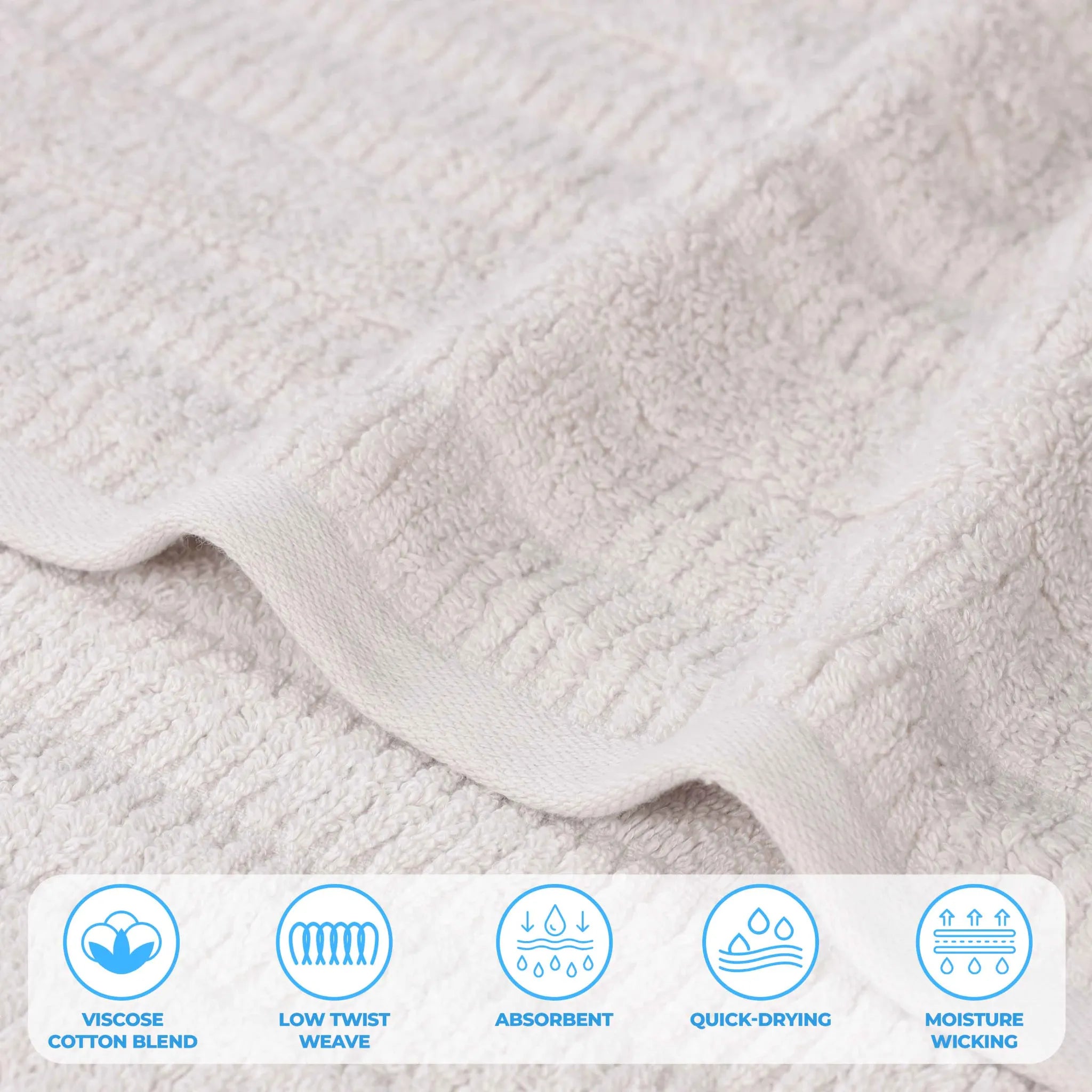Premium Mika Smart Twist Viscose Cotton Blend Ribbed Bath Towels - Ultra Soft & Absorbent Set of 2 | Luxury Spa, Bathroom & Beach Essentials for Hotels & Home Use