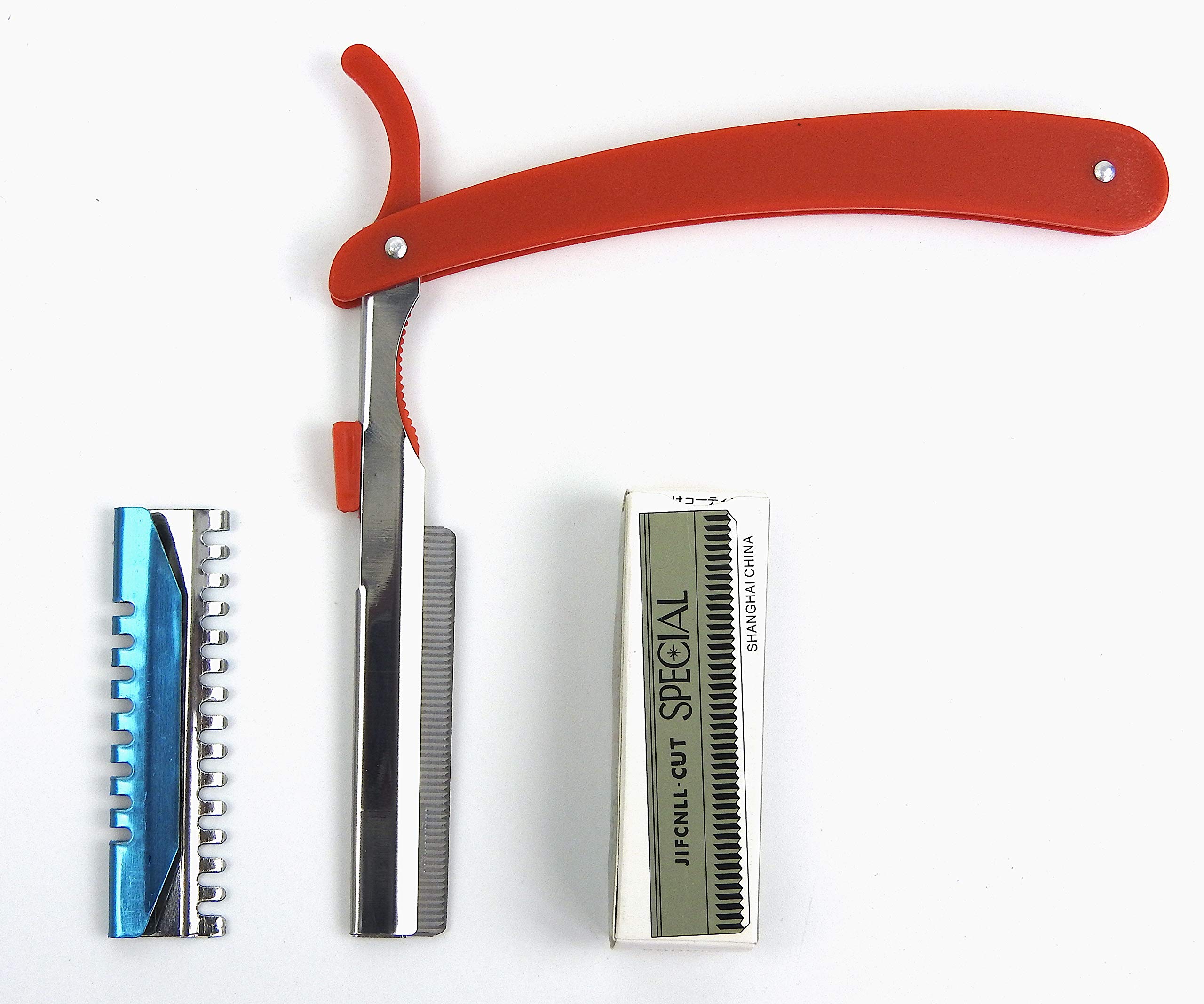 Professional Barber Razors for Men - Stainless Steel Shaving Razor with Red Handle - Perfect for Home Grooming, Travel & Barber Shops