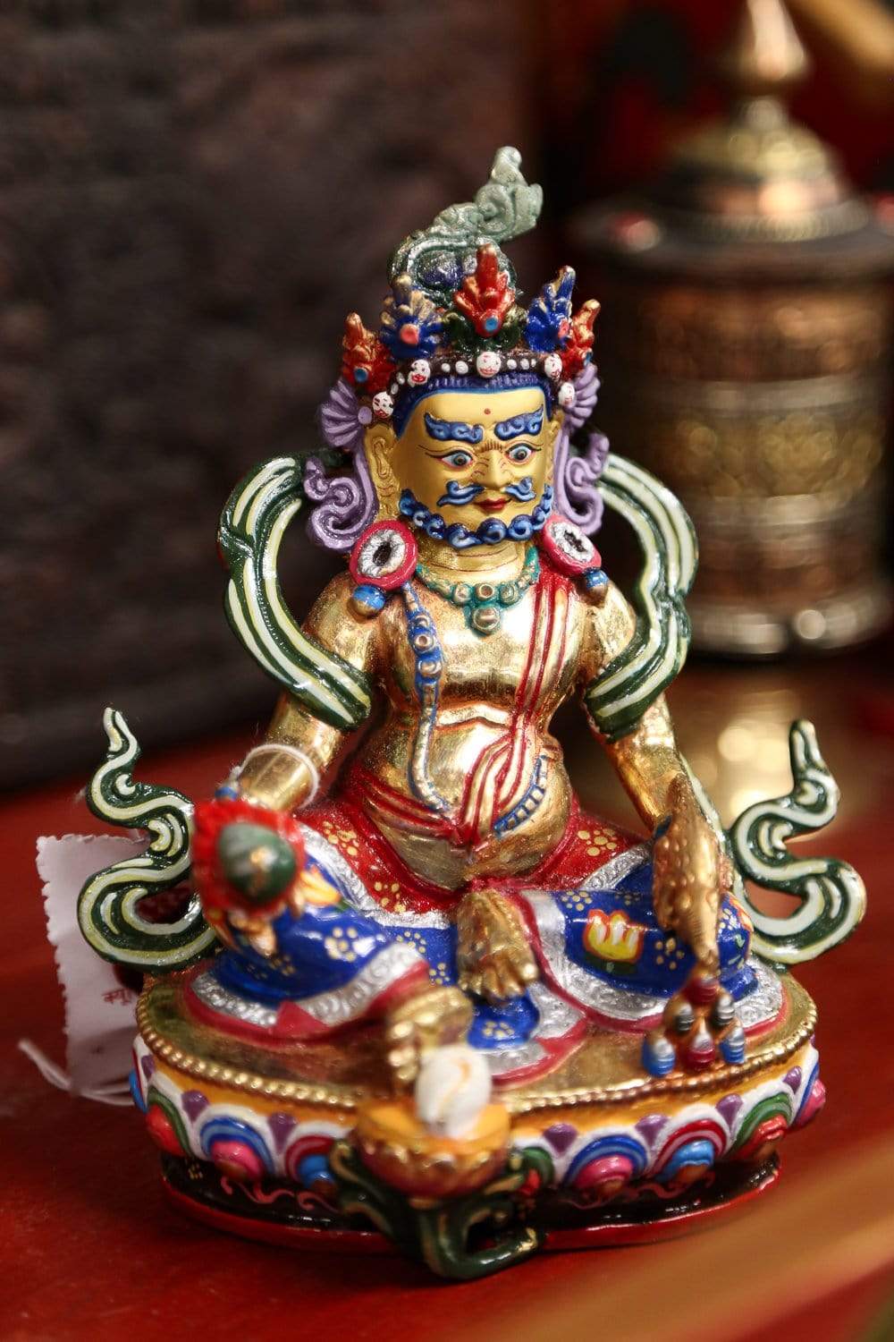 Hand Painted Jambhala Statue - Tibetan Buddhist Wealth Deity Figurine for Home Altar & Meditation | Perfect for Spiritual Decor, Feng Shui & Gift Giving