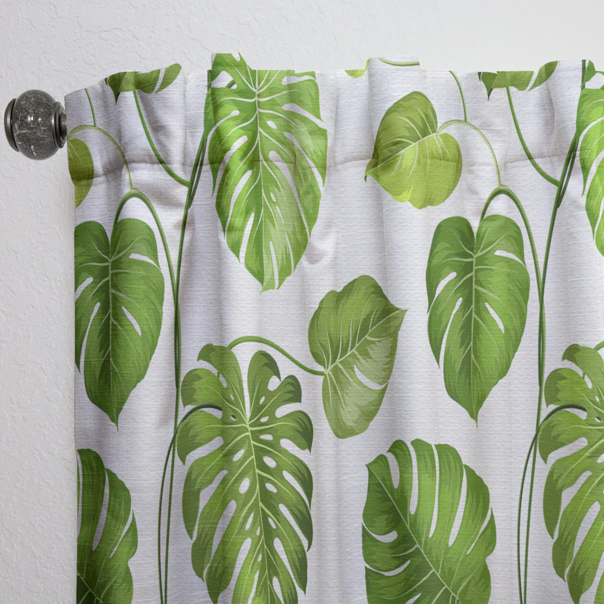 Tropical Palm Leaves II Blackout Curtains - Thermal Insulated Single Panel 52x90 Inches for Bedroom & Living Room - Perfect for Privacy, Sun Protection & Energy Saving