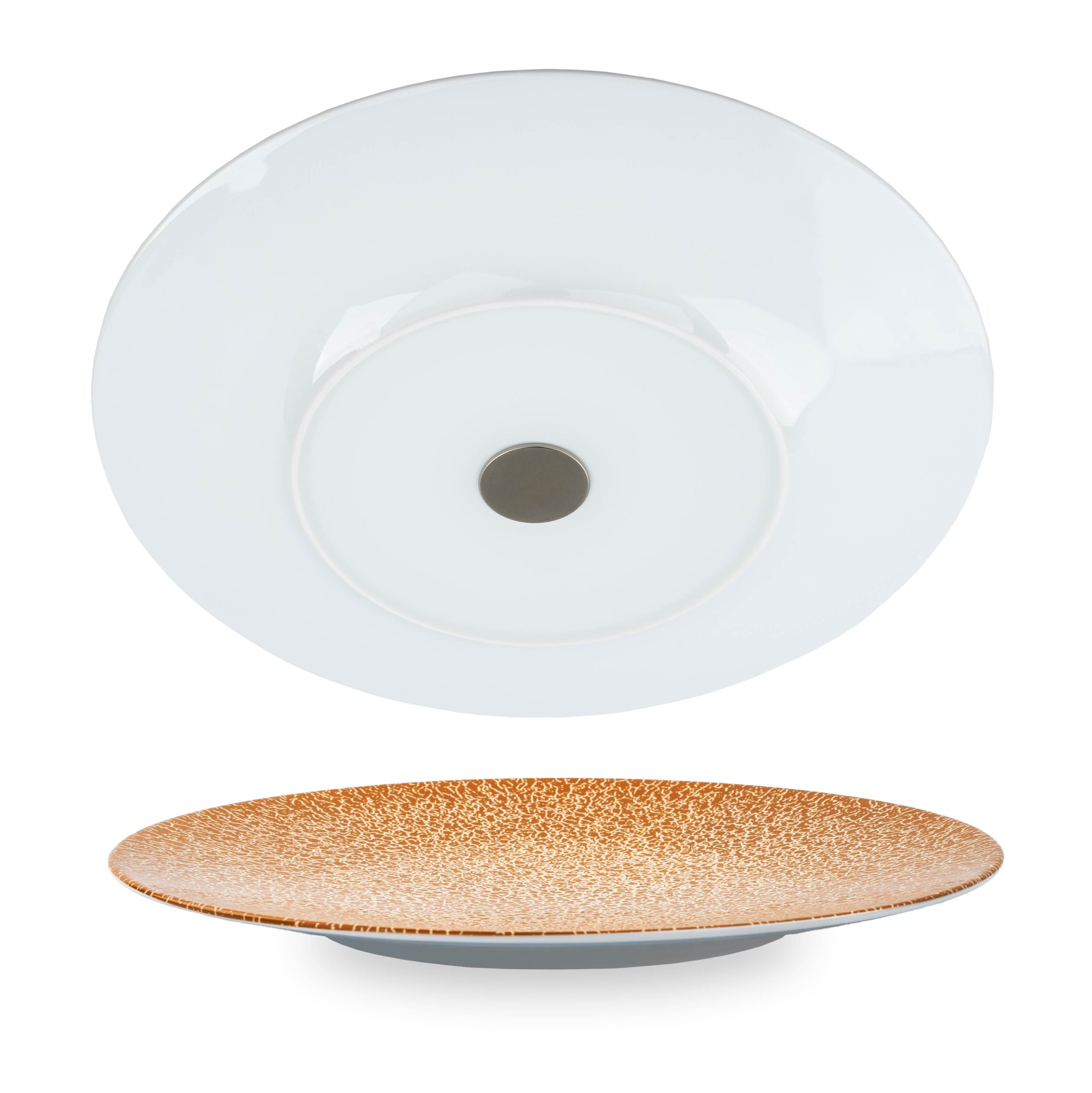 Premium Porcelain Dinner Plate with Magnet Base - 28cm Apricot Color | Elegant Dining, Kitchen Decor & Magnetic Display for Home or Office
