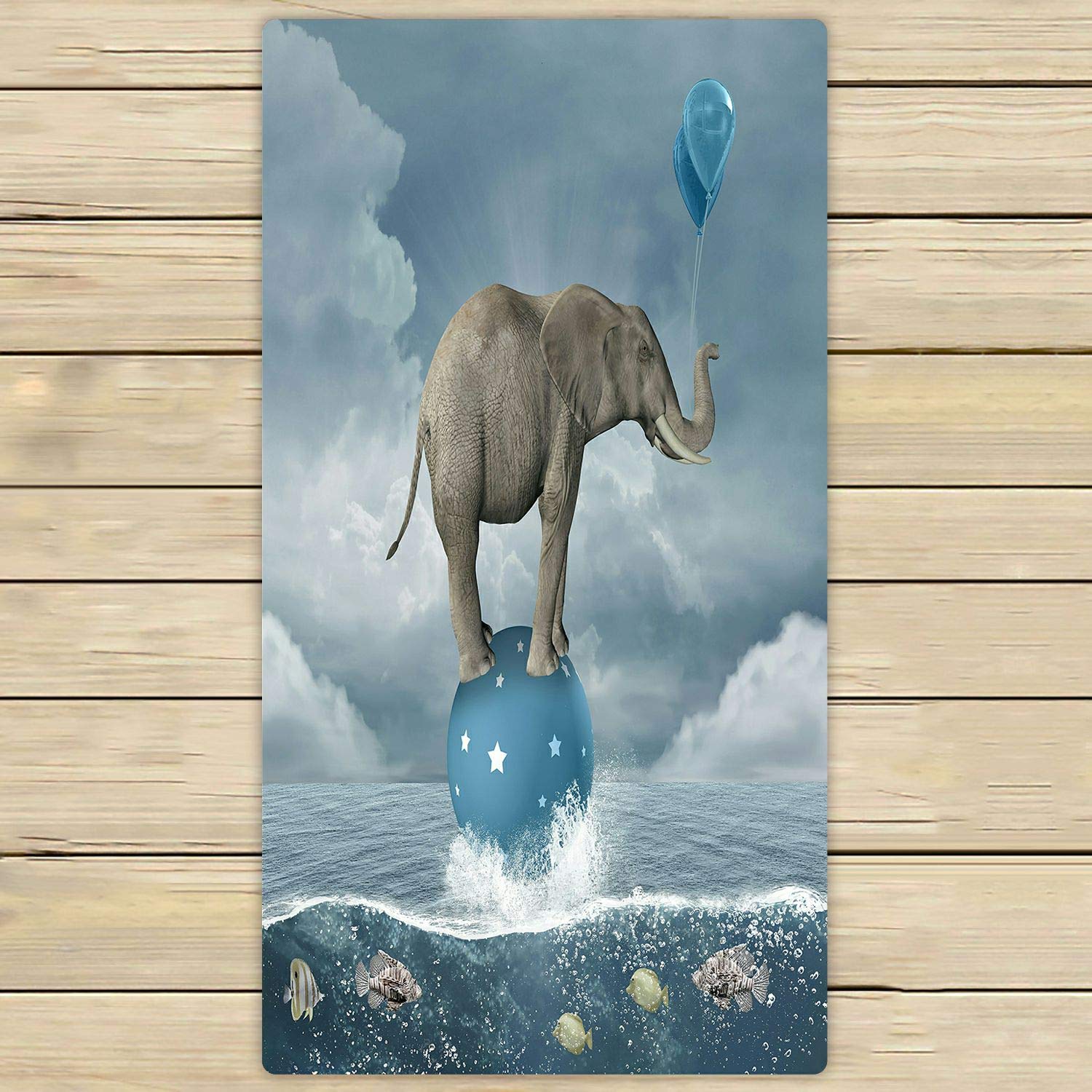 ABPHQTO Surreal Elephant Beach Towel 30x56 Inch - Soft, Absorbent & Quick-Dry for Pool, Bath, Travel & Spa | Perfect for Vacation, Yoga & Outdoor Activities