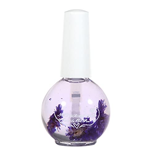 tbpersicwT 15ml Nail Oil - 6 Fragrances Cuticle Treatment with Dried Flowers | Nourishing Nutritional Gel for Manicure & Dry Nails (Lavender Scent) | Perfect for Home Nail Care & Salon Professional Use