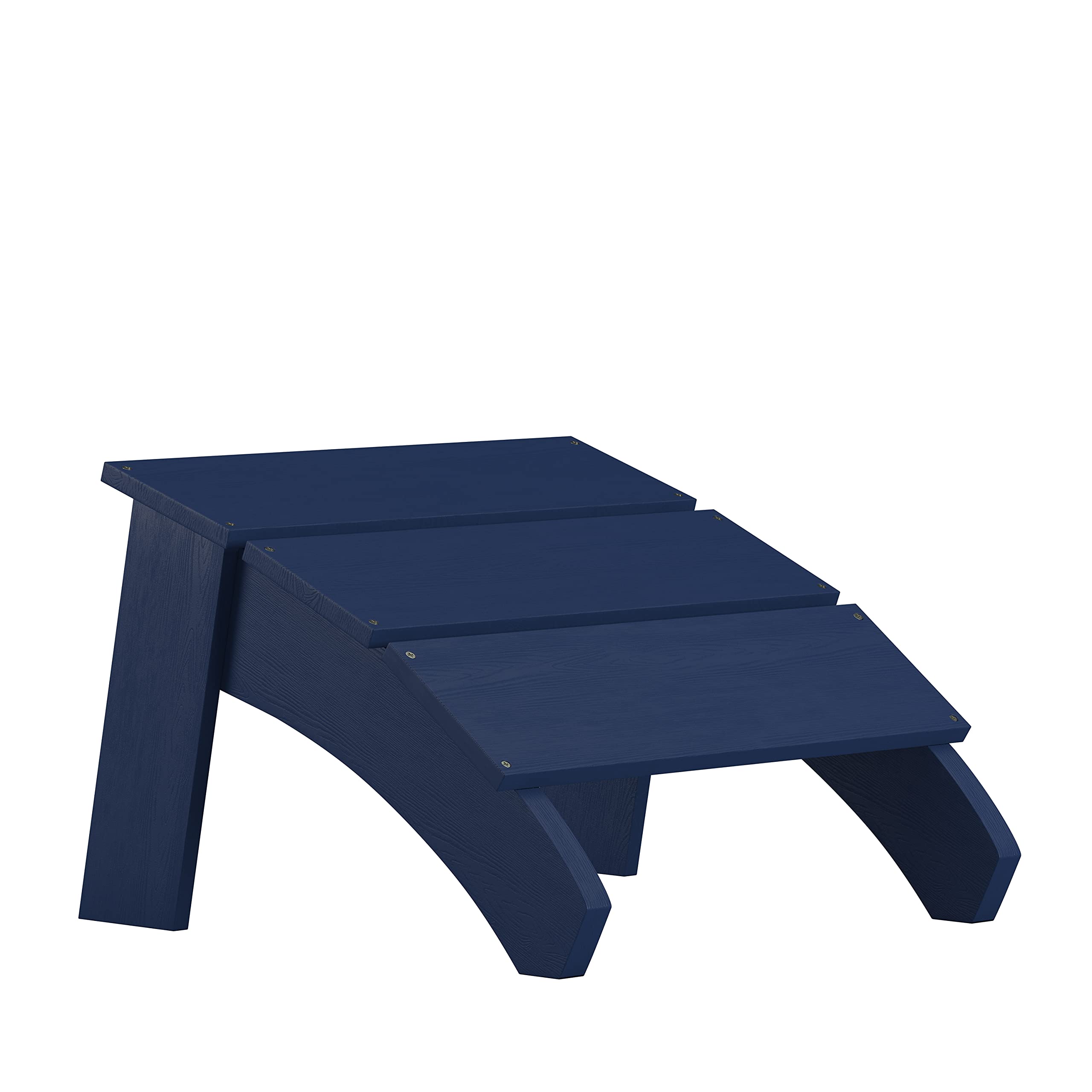 EMMA + OLIVER Navy Blue Adirondack Style Ottoman - Indoor/Outdoor Poly Resin Footstool for Patio, Deck, Garden & Living Room