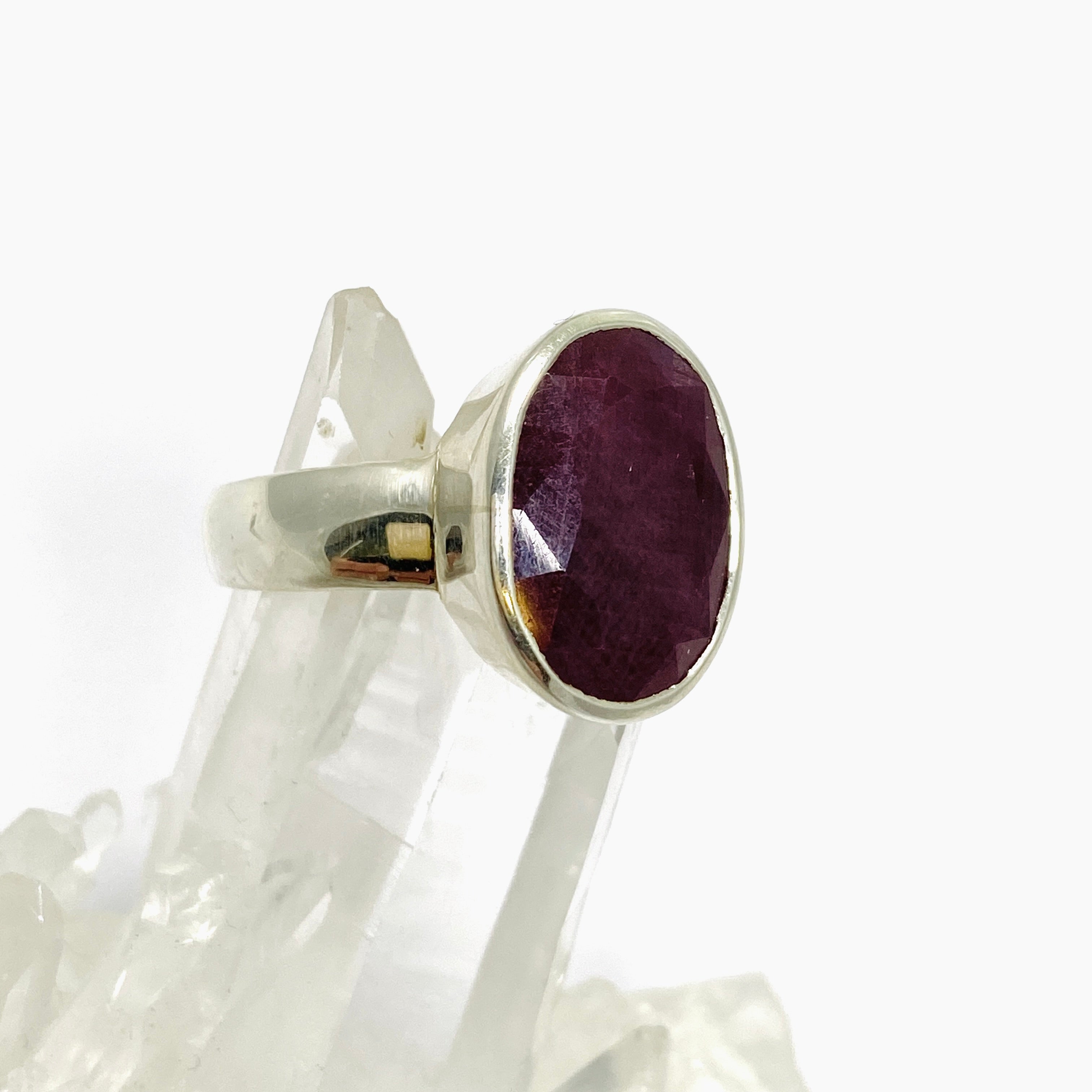 Ruby Oval Faceted Ring Size 11 - PRGJ821 | Elegant Gemstone Jewelry for Women, Perfect for Weddings, Anniversaries & Special Occasions