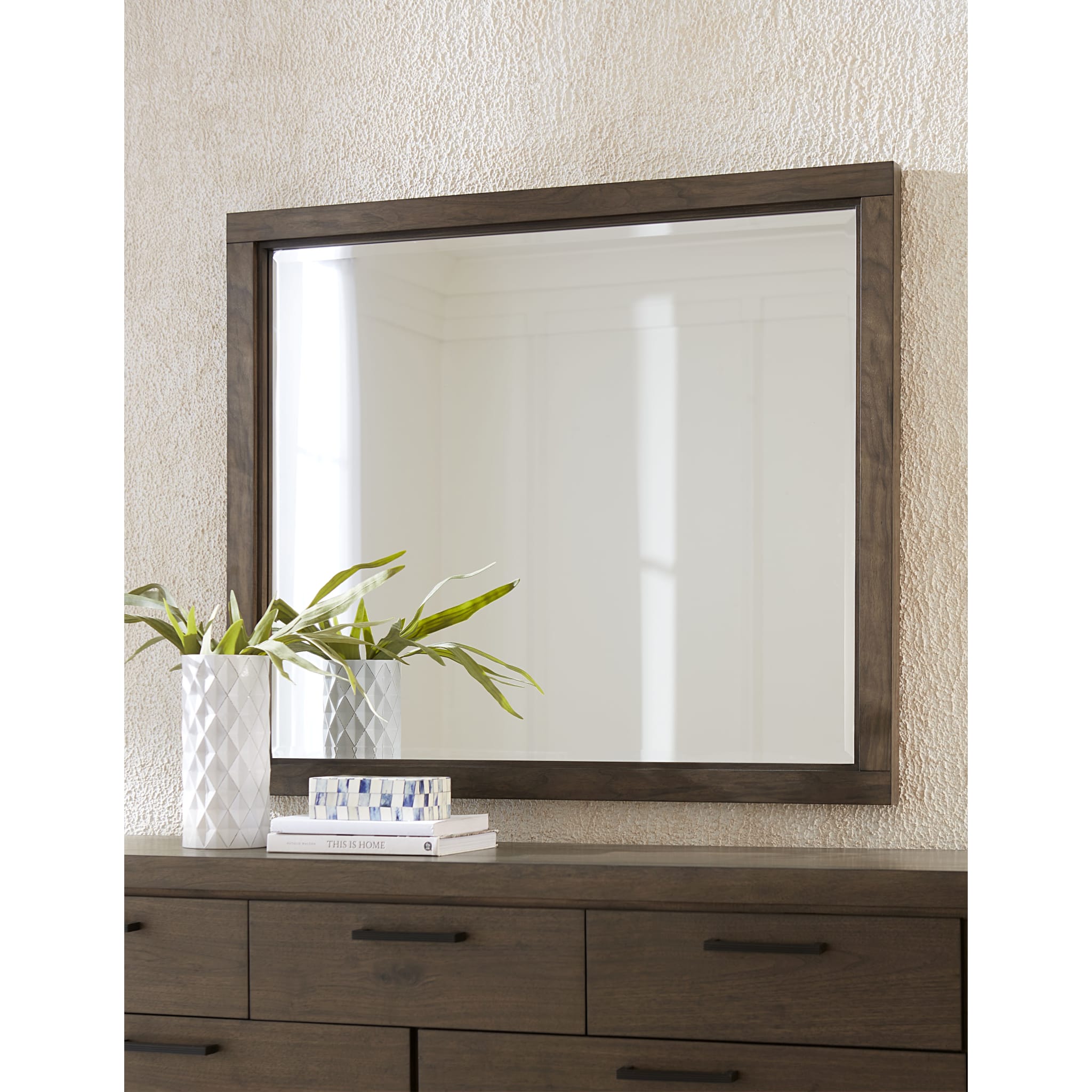 Boracay Beveled Glass Wall Mirror - Wild Oats Brown - Elegant Home Decor for Living Room, Bedroom, or Entryway