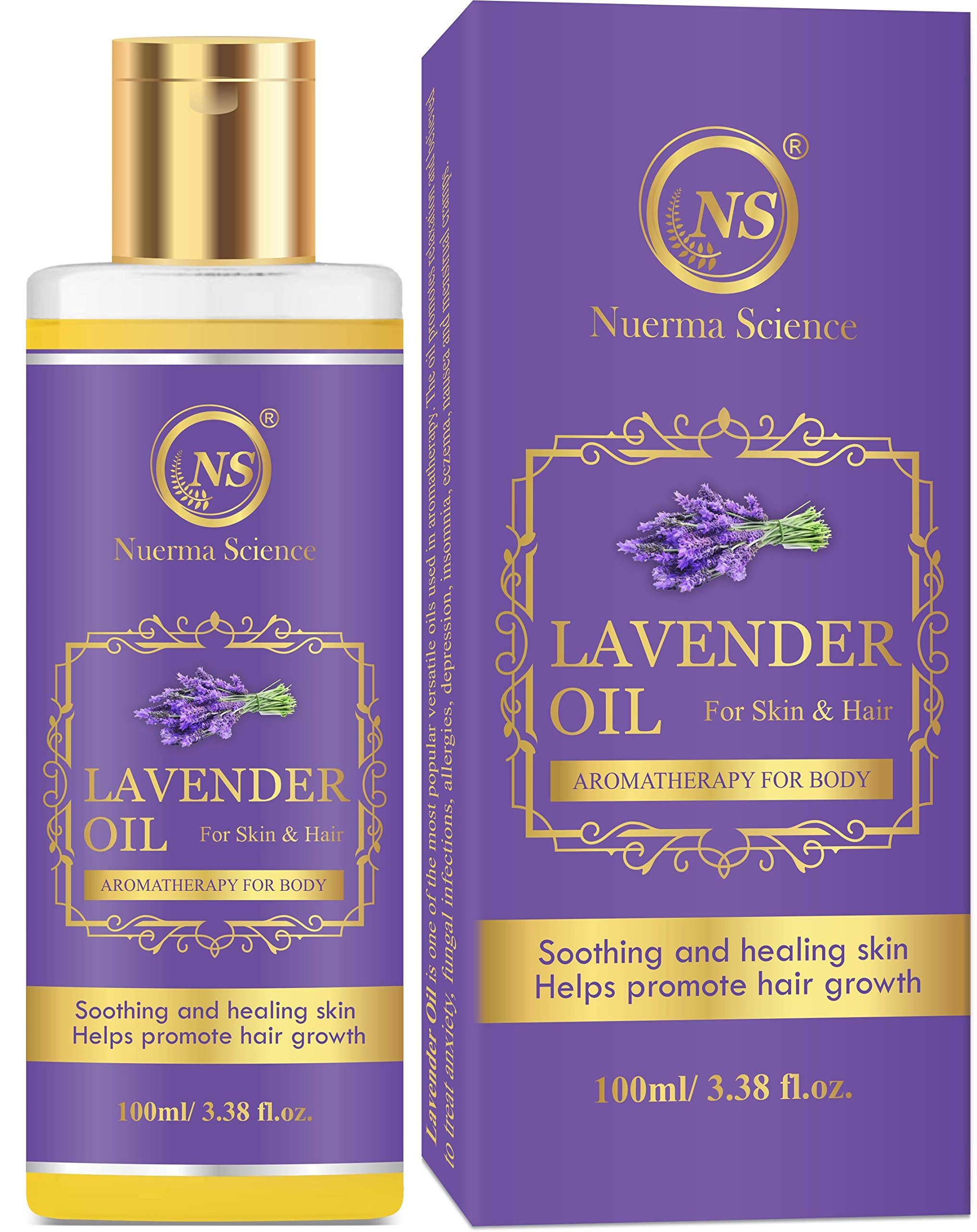 Nuerma Science Lavender Essential Oil - 100ml for Skin Brightening, Aromatherapy, Hair Care & Relaxation | Perfect for Diffusers, Massage & DIY Beauty Products
