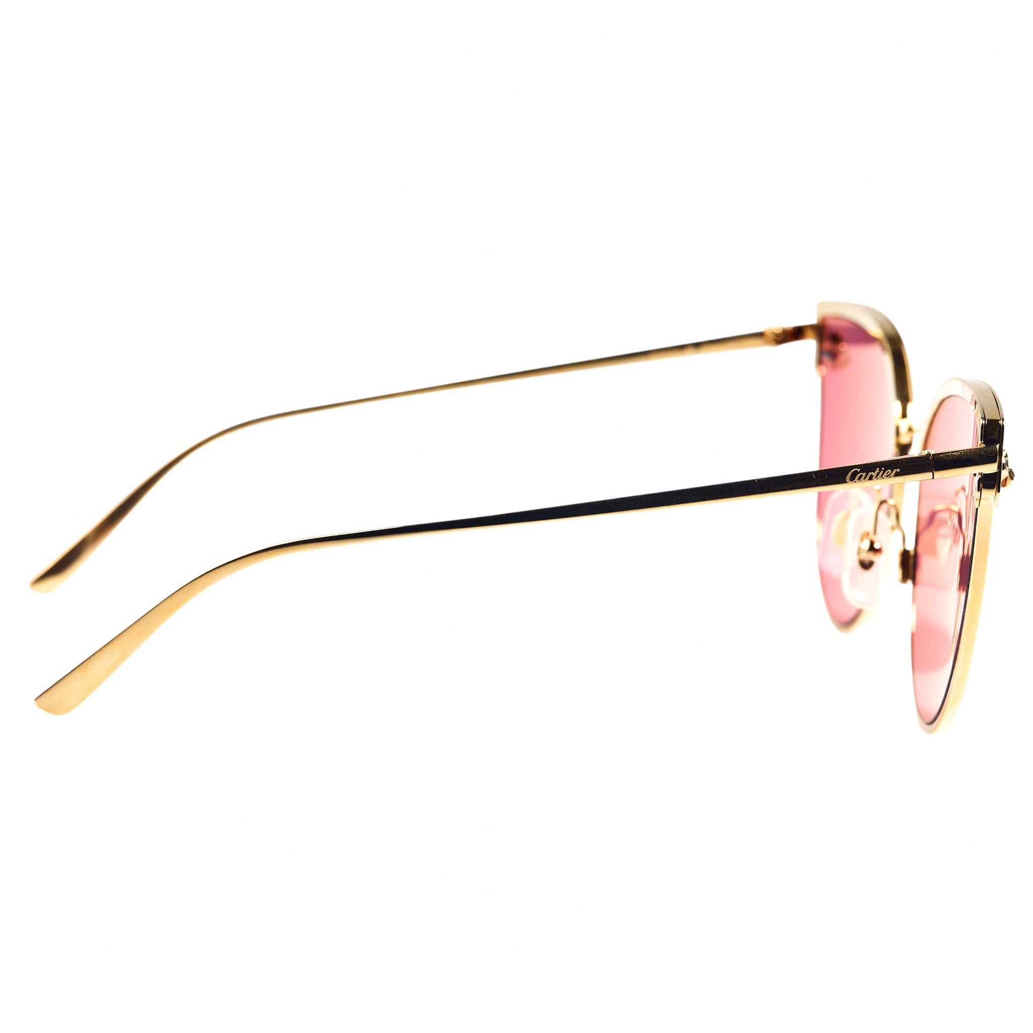 Cartier CT0198S 004 Panthre De Cartier Pink Gold Sunglasses for Women - Luxury Designer Cat-Eye Sunglasses with UV Protection - Perfect for Beach, Vacation & Fashion Outings