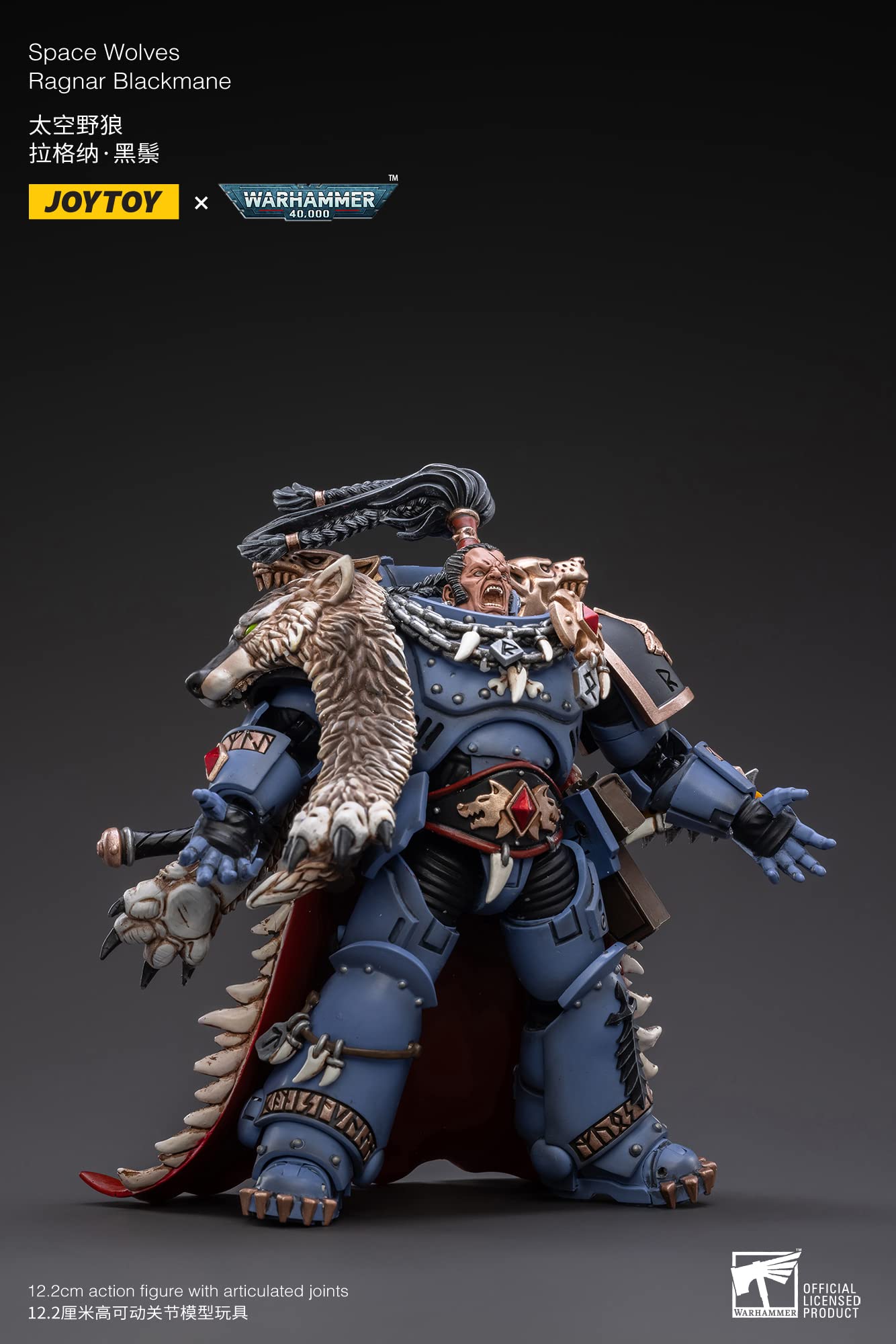 Warhammer 40K Space Wolves Ragnar Blackmane 1:18 Scale Highly Detailed Collectible Action Figure - Perfect for Tabletop Gaming, Display & Warhammer 40K Fans Collection